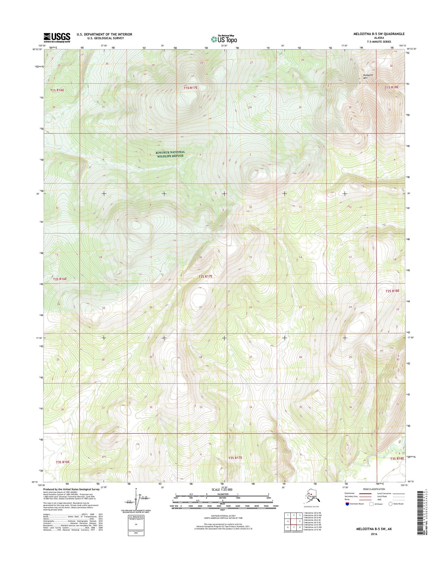 Melozitna B-5 SW Alaska US Topo Map Image