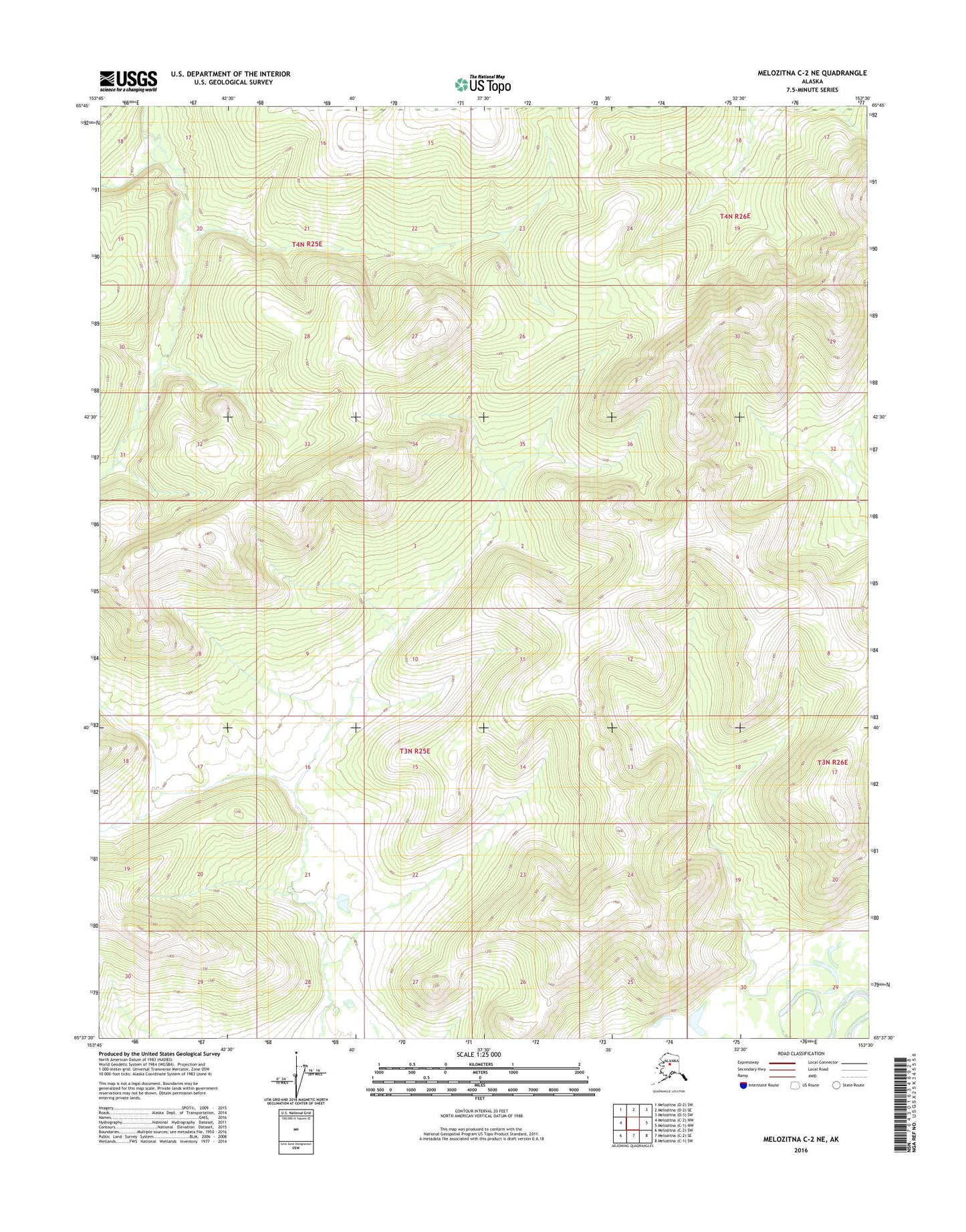 Melozitna C-2 NE Alaska US Topo Map Image
