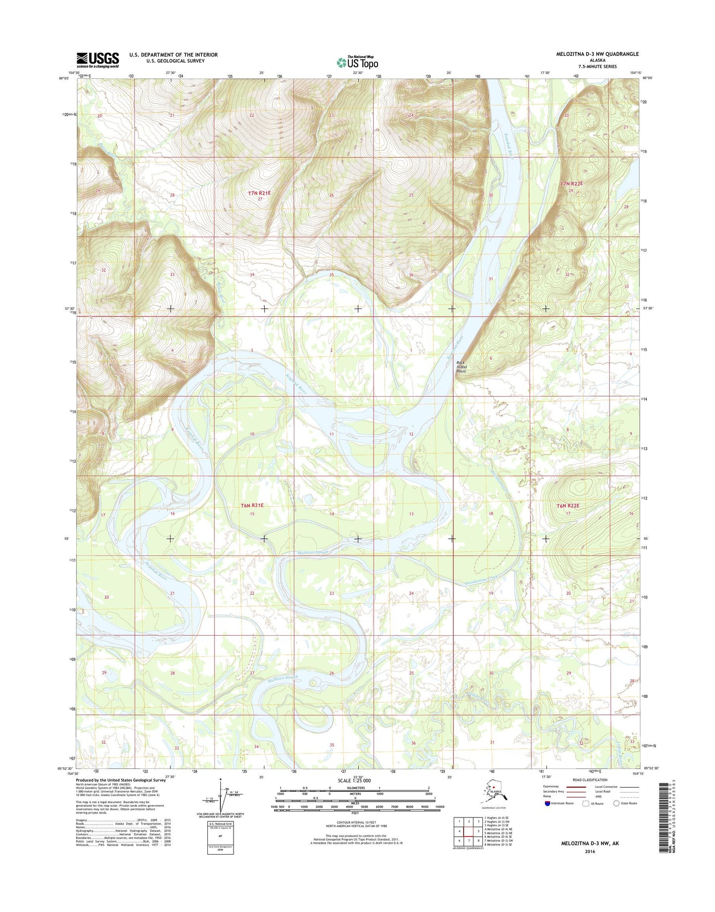 Melozitna D-3 NW Alaska US Topo Map Image