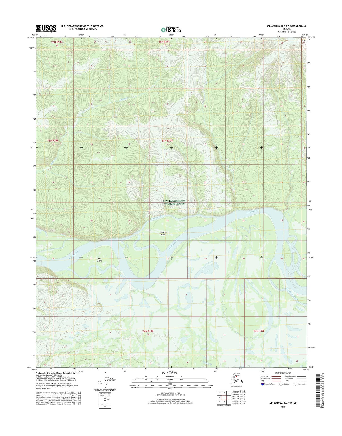 Melozitna D-4 SW Alaska US Topo Map Image