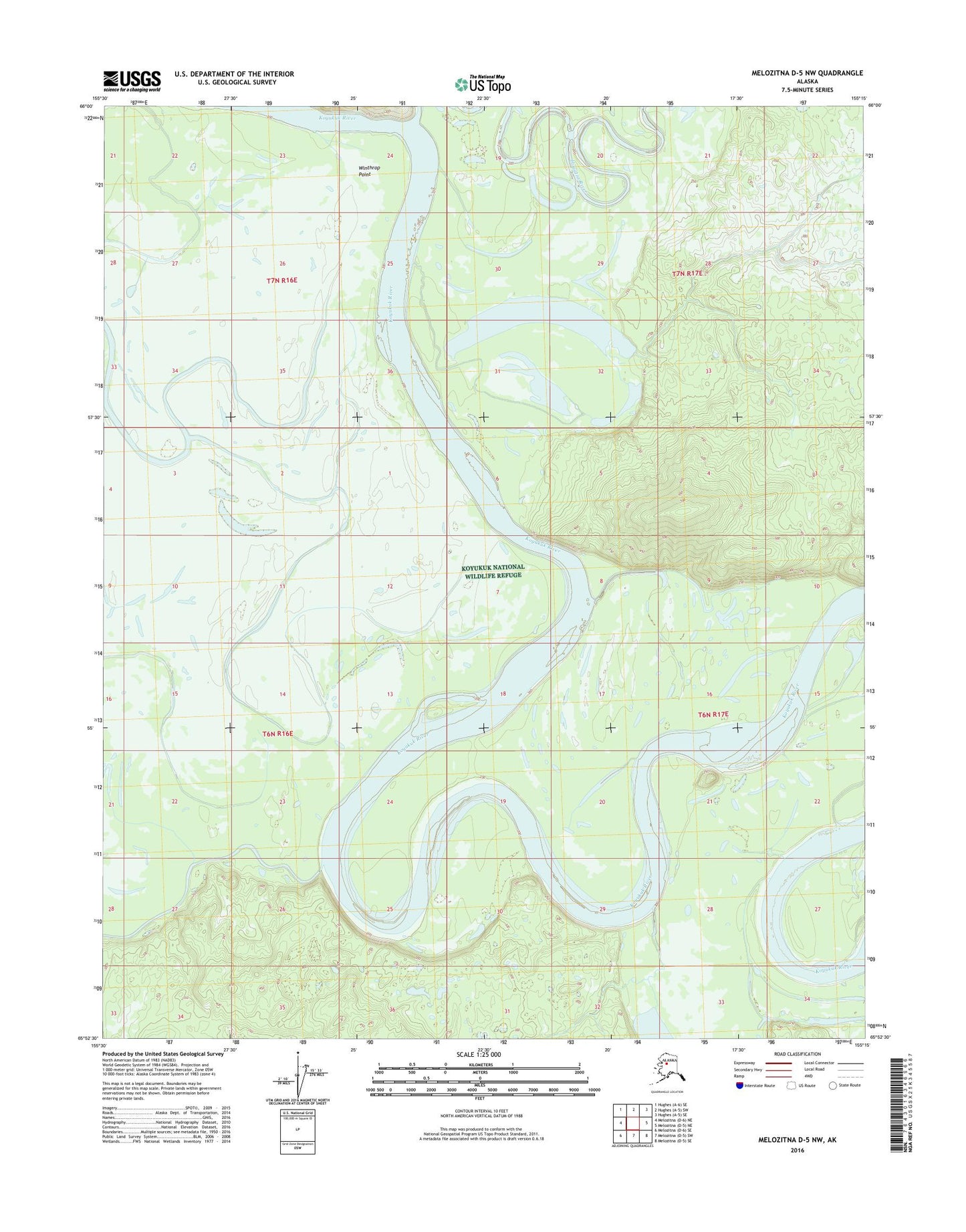 Melozitna D-5 NW Alaska US Topo Map Image