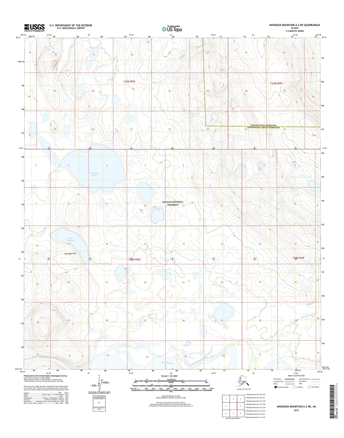 Misheguk Mountain A-2 NE Alaska US Topo Map Image