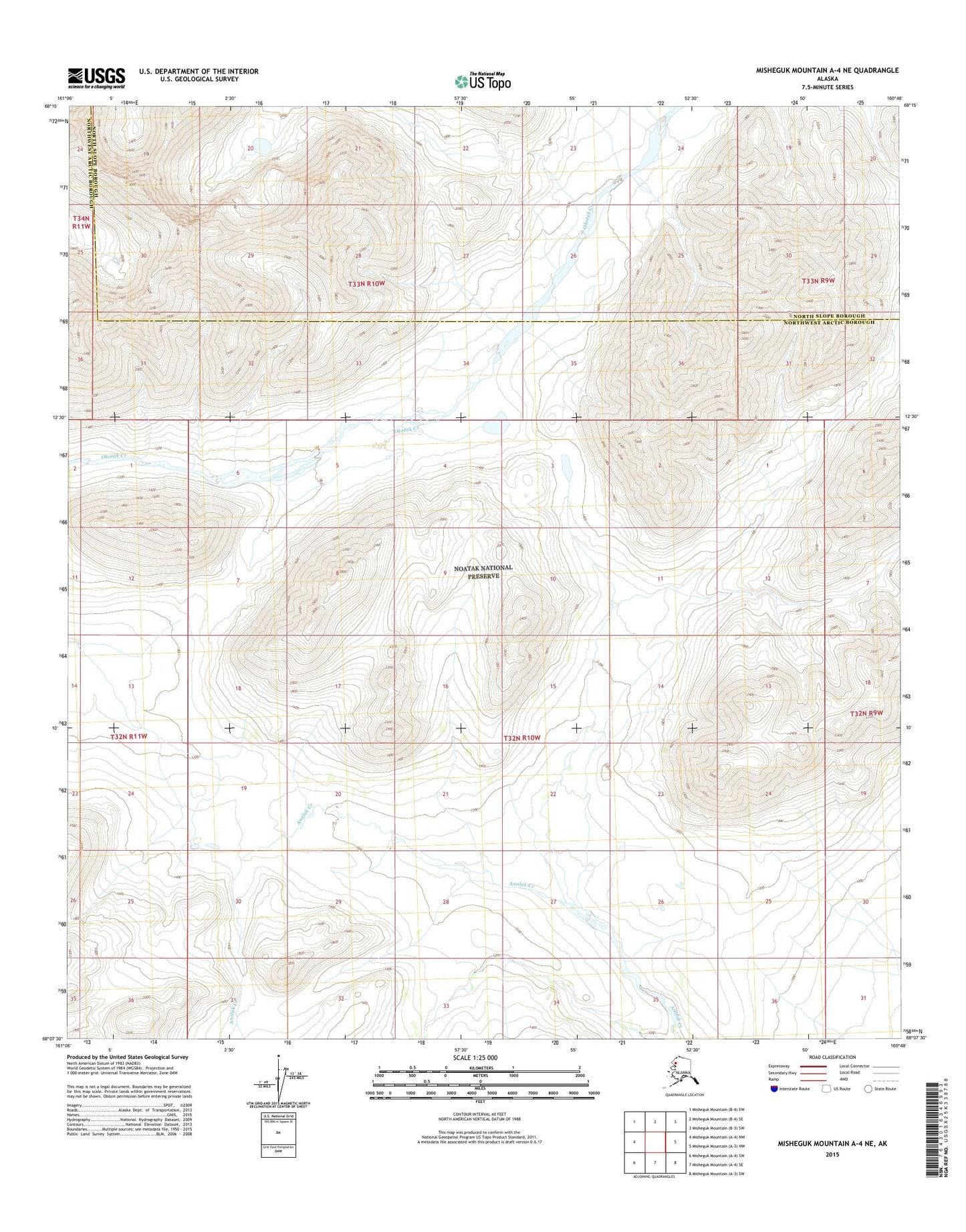 Misheguk Mountain A-4 NE Alaska US Topo Map Image
