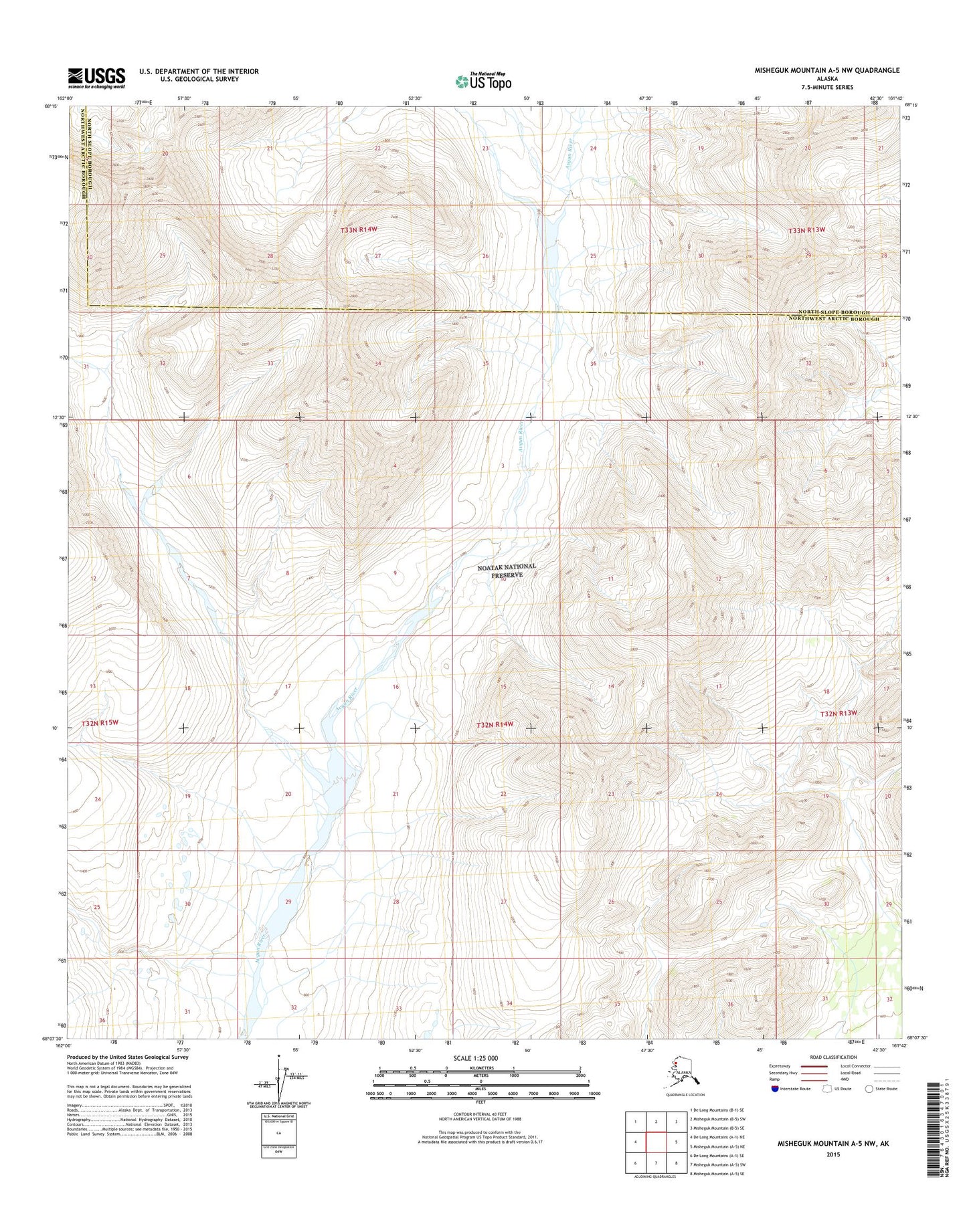 Misheguk Mountain A-5 NW Alaska US Topo Map Image