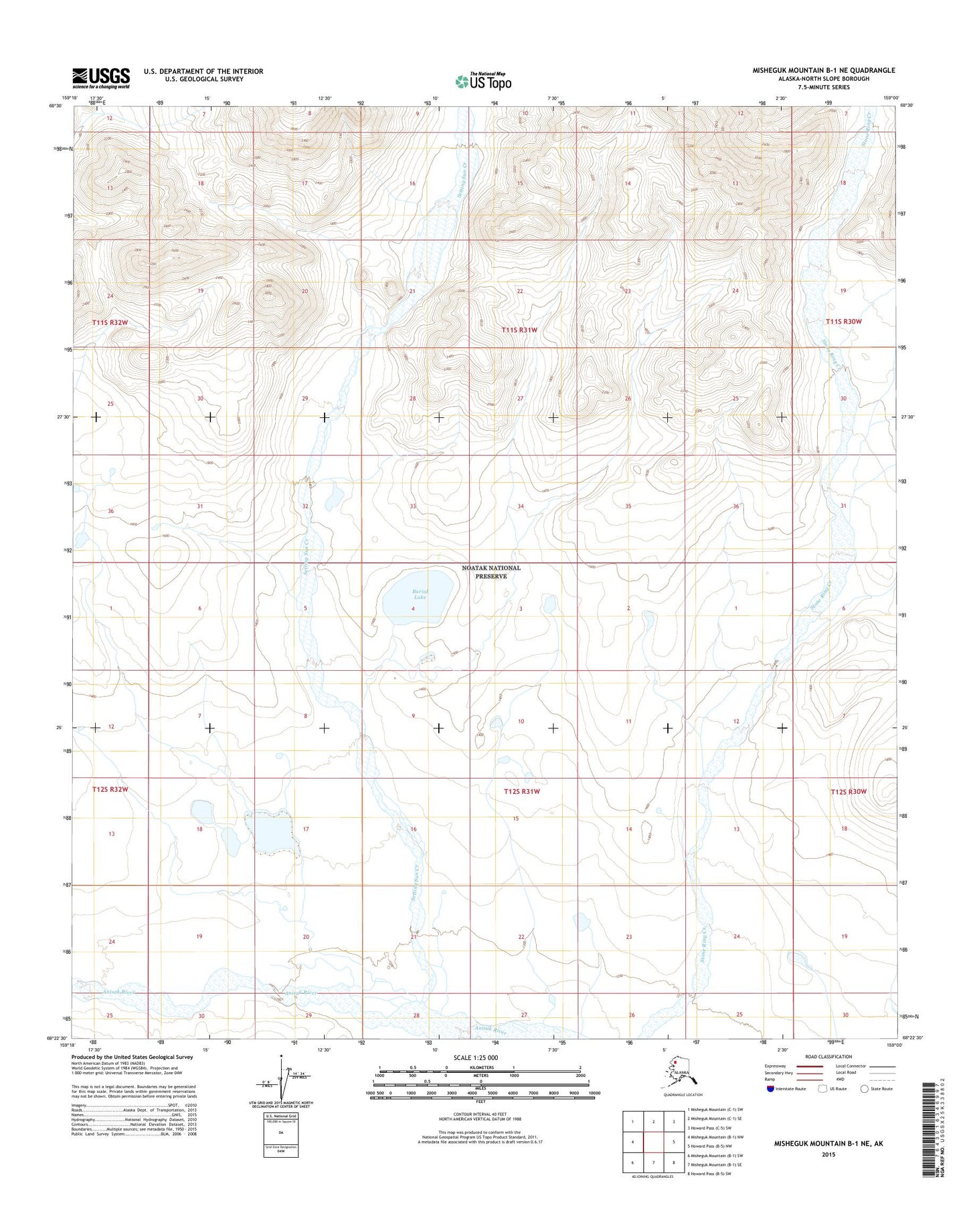 Misheguk Mountain B-1 NE Alaska US Topo Map Image