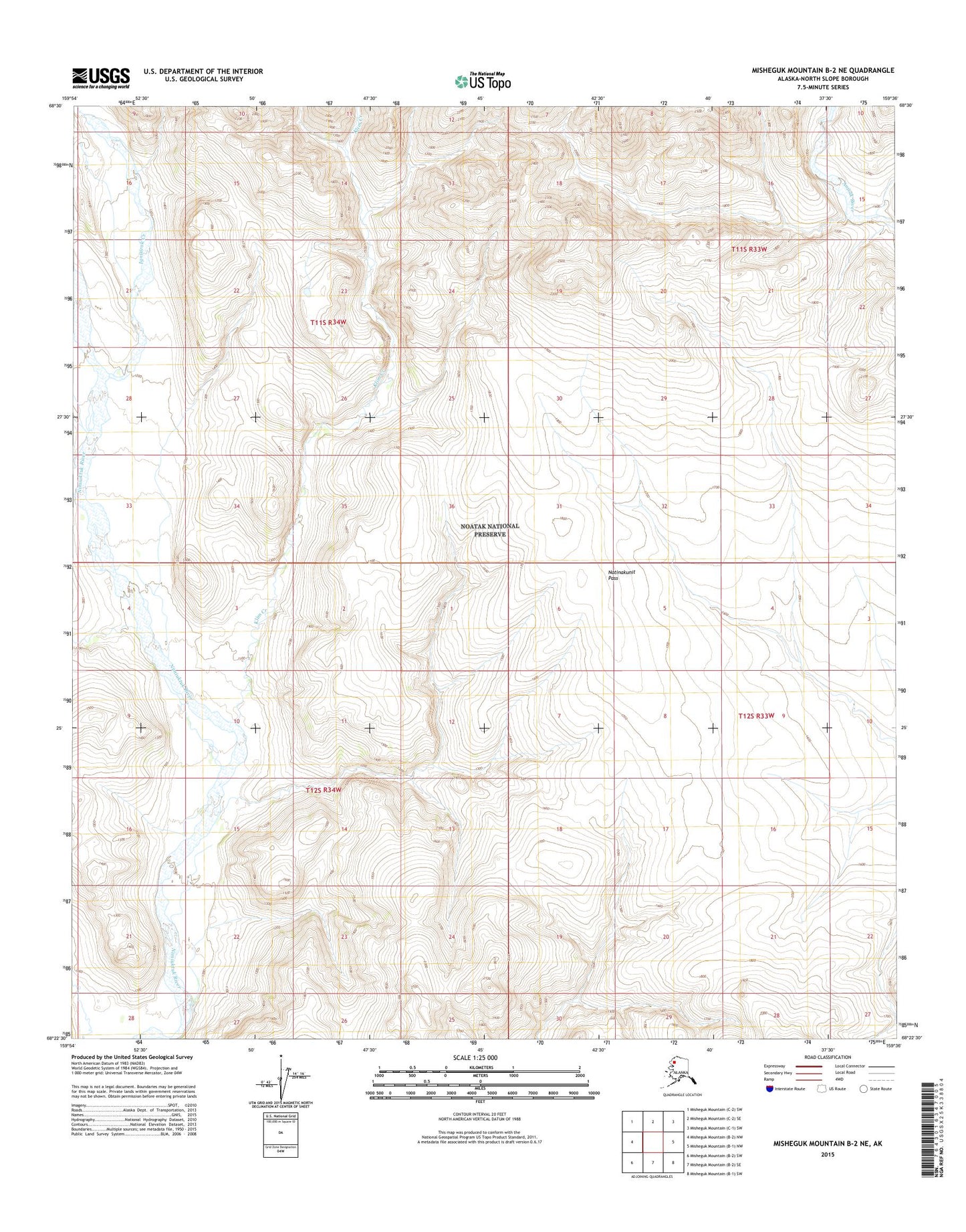 Misheguk Mountain B-2 NE Alaska US Topo Map Image