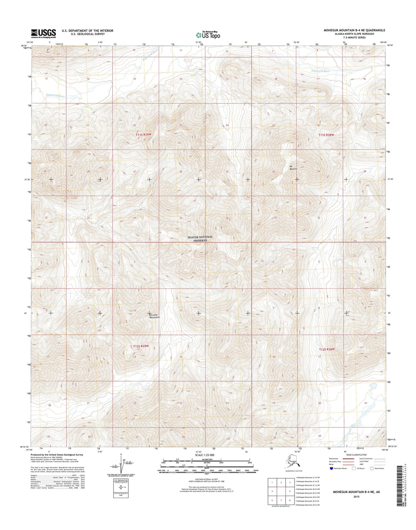 Misheguk Mountain B-4 NE Alaska US Topo Map Image