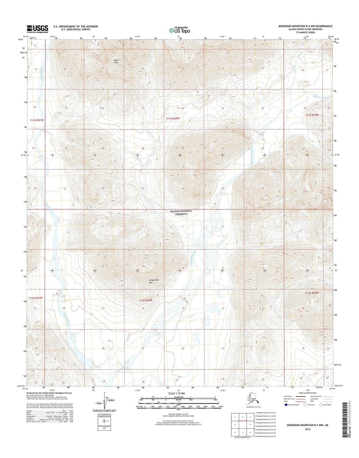 Misheguk Mountain B-4 NW Alaska US Topo Map Image