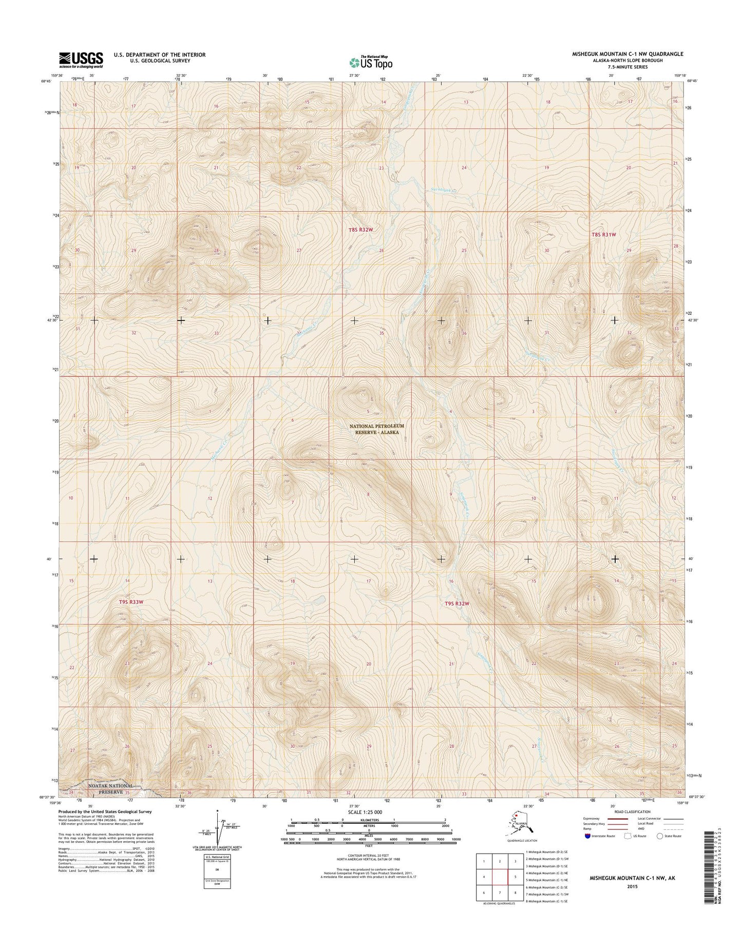 Misheguk Mountain C-1 NW Alaska US Topo Map Image
