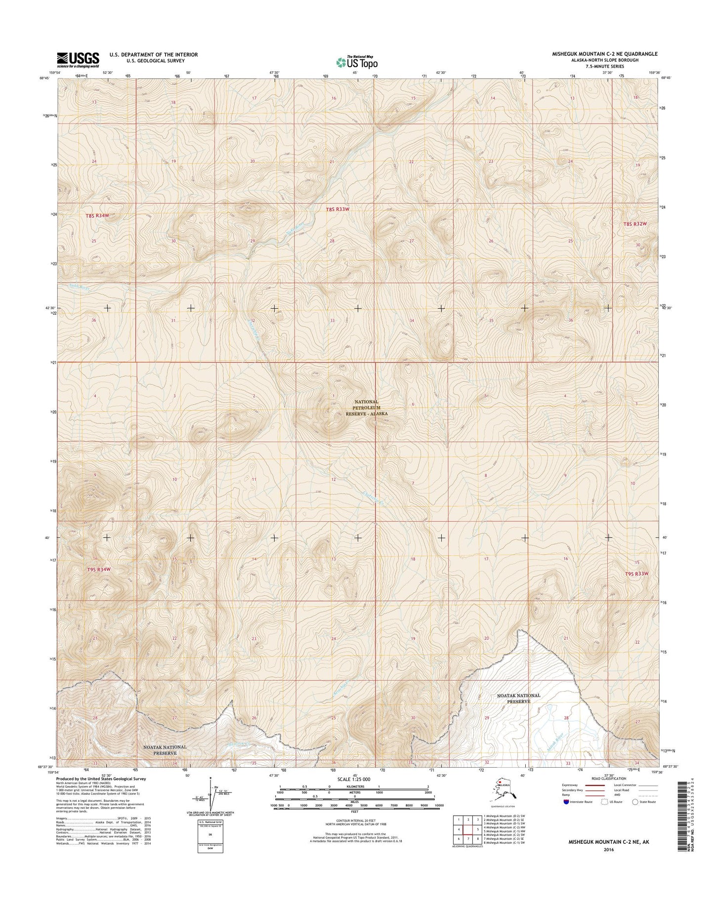 Misheguk Mountain C-2 NE Alaska US Topo Map Image