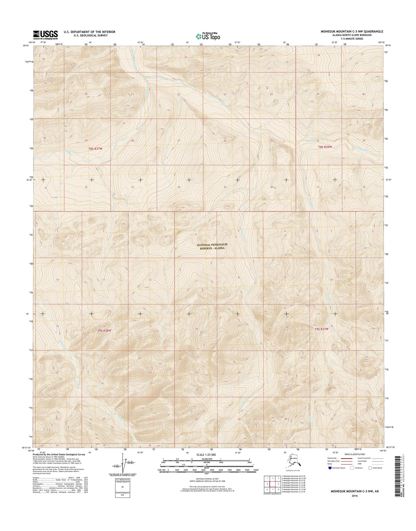 Misheguk Mountain C-3 NW Alaska US Topo Map Image