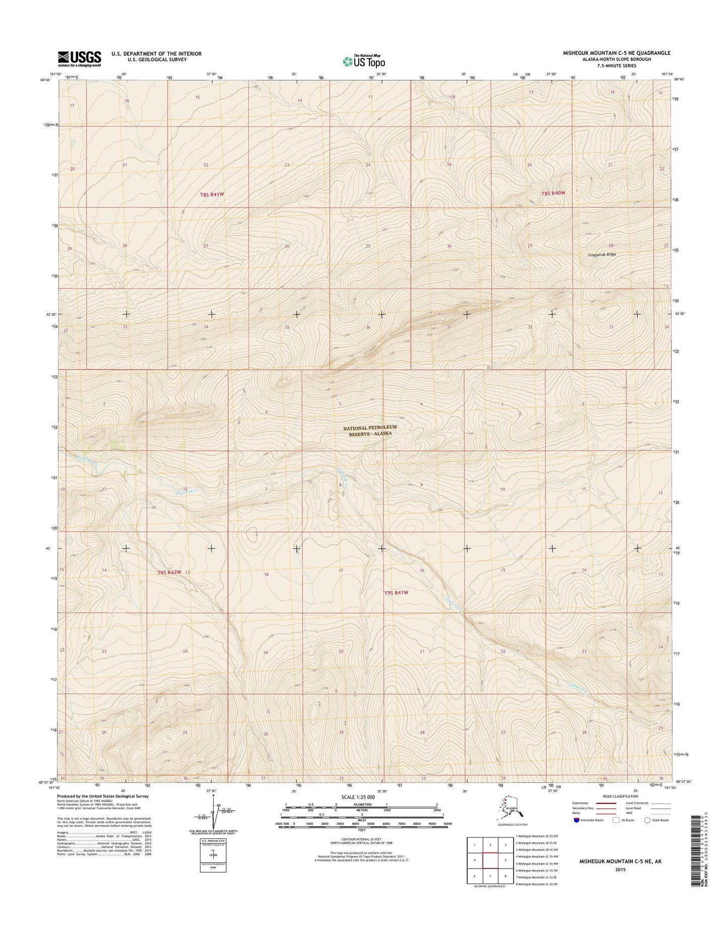 Misheguk Mountain C-5 NE Alaska US Topo Map Image