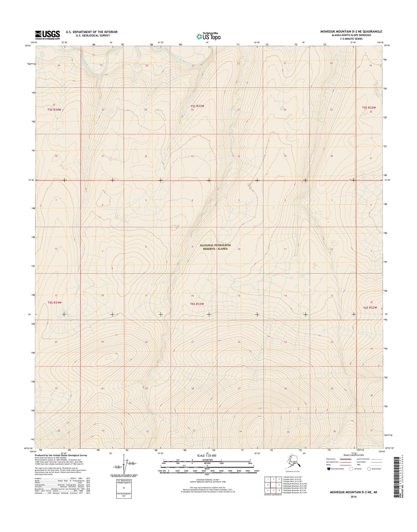 Misheguk Mountain D-2 NE Alaska US Topo Map Image