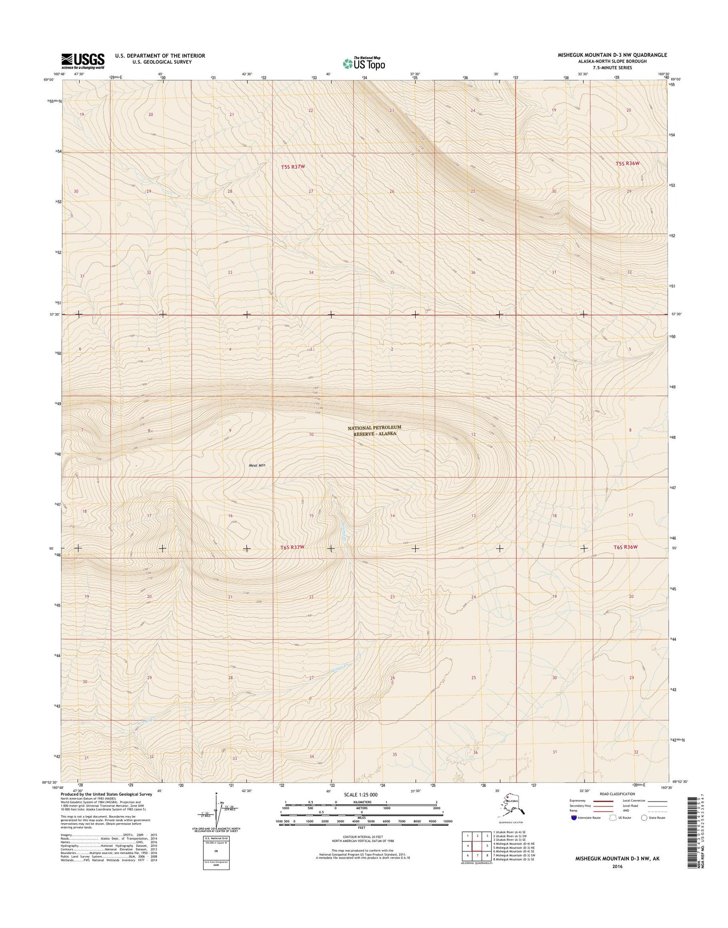 Misheguk Mountain D-3 NW Alaska US Topo Map Image