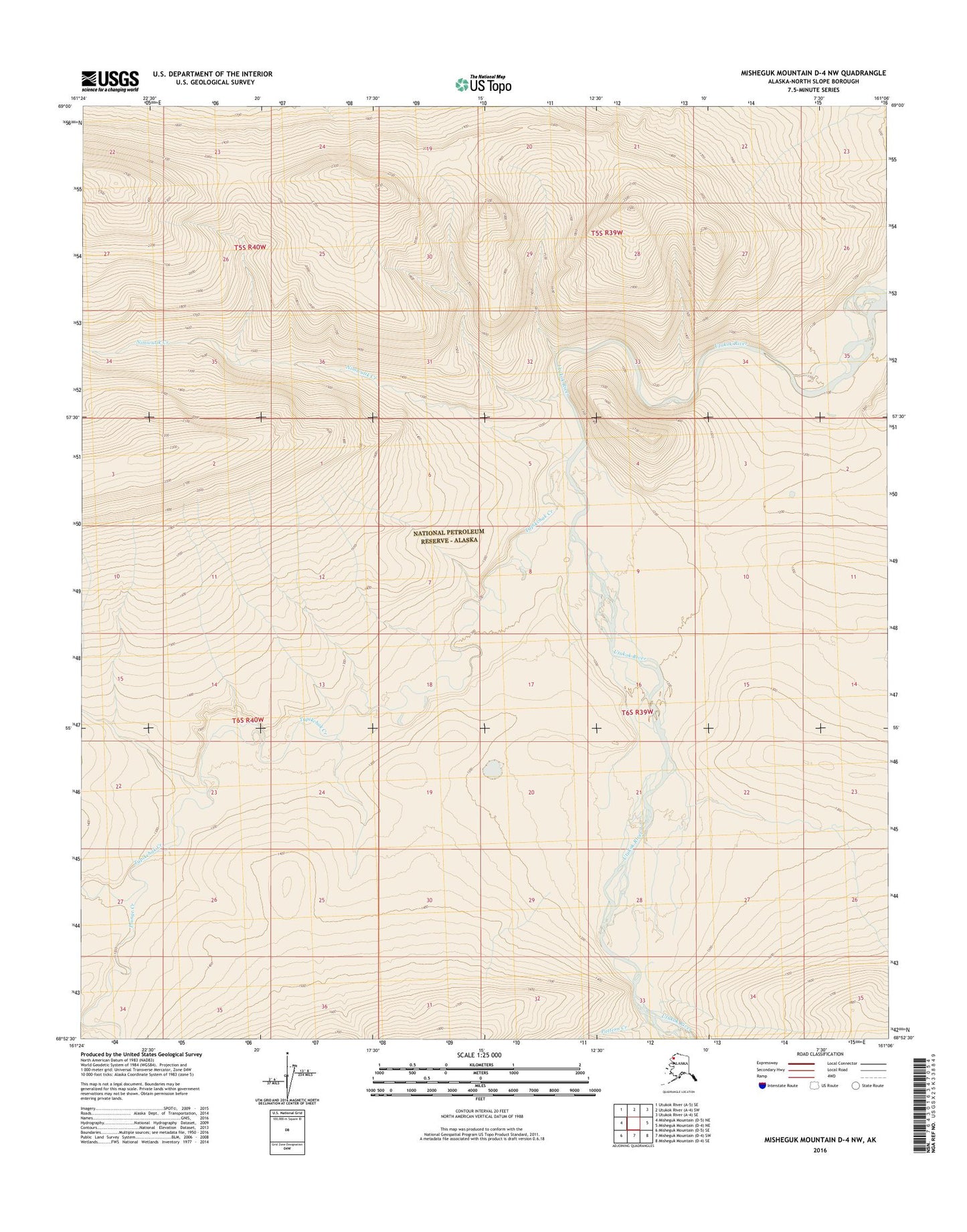 Misheguk Mountain D-4 NW Alaska US Topo Map Image