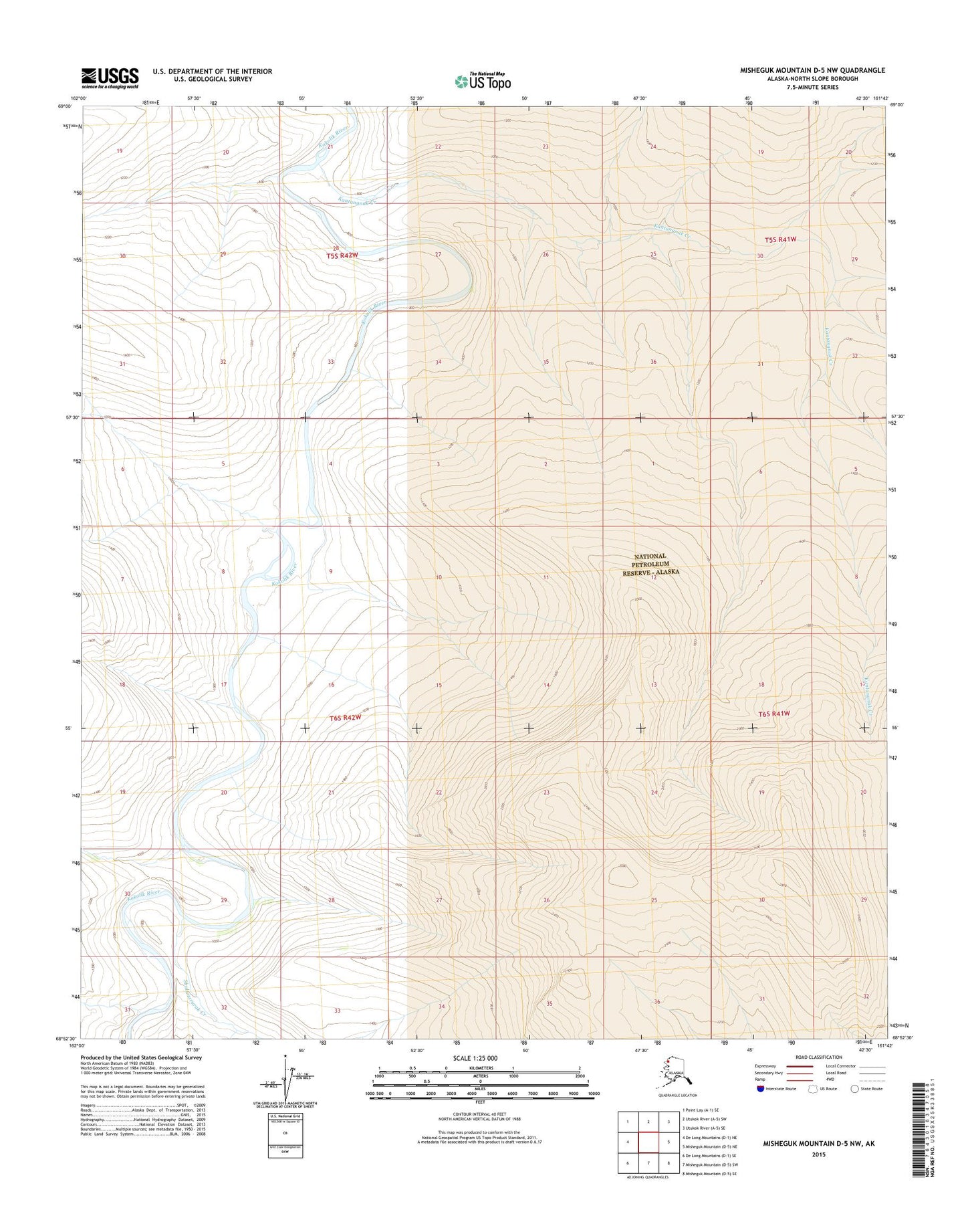 Misheguk Mountain D-5 NW Alaska US Topo Map Image