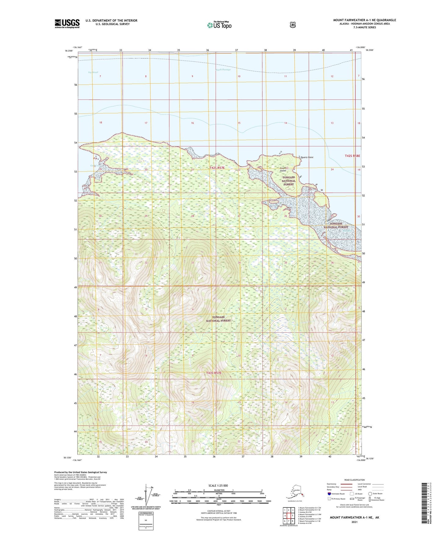 Mount Fairweather A-1 NE Alaska US Topo Map Image