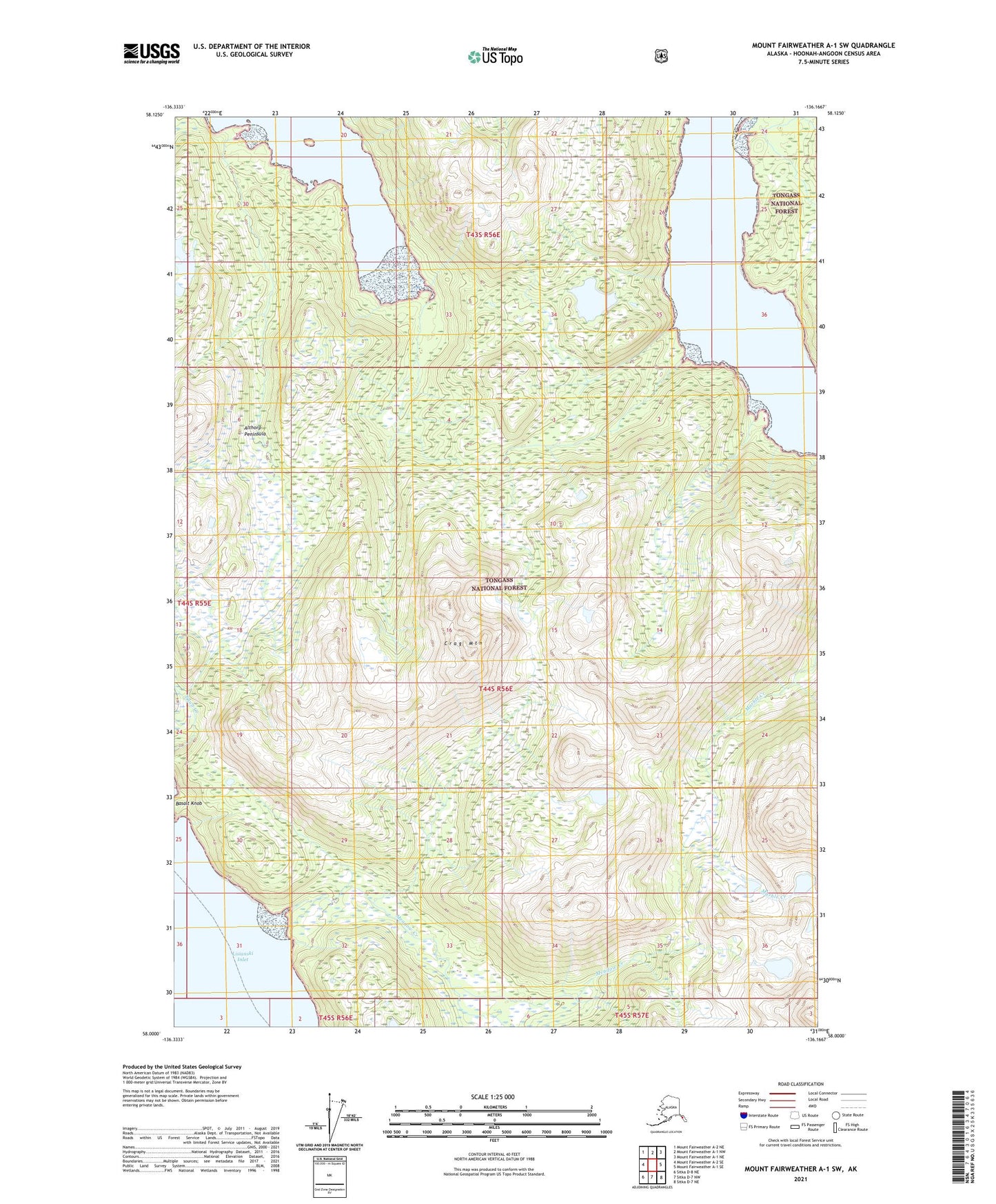 Mount Fairweather A-1 SW Alaska US Topo Map Image