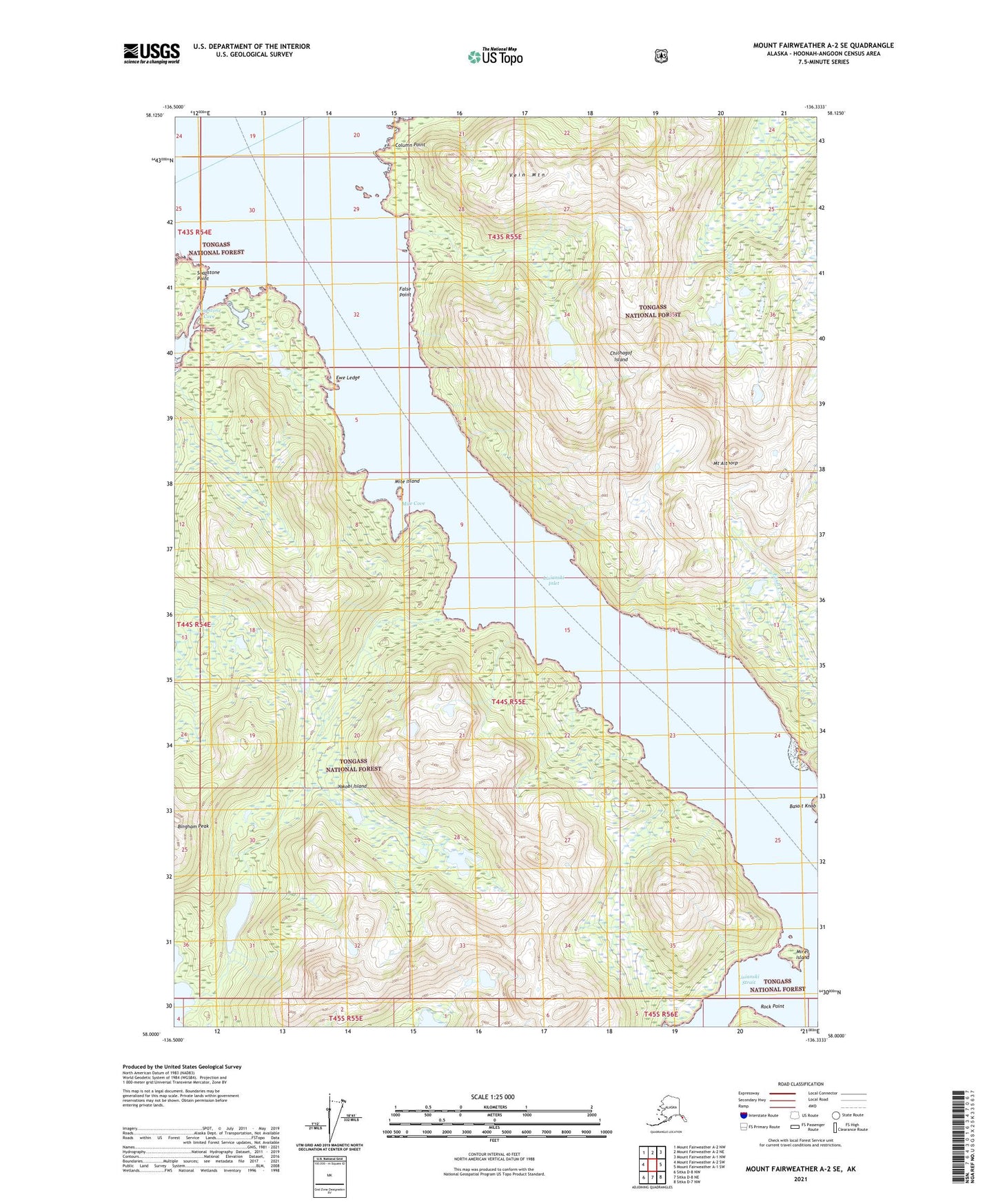 Mount Fairweather A-2 SE Alaska US Topo Map Image