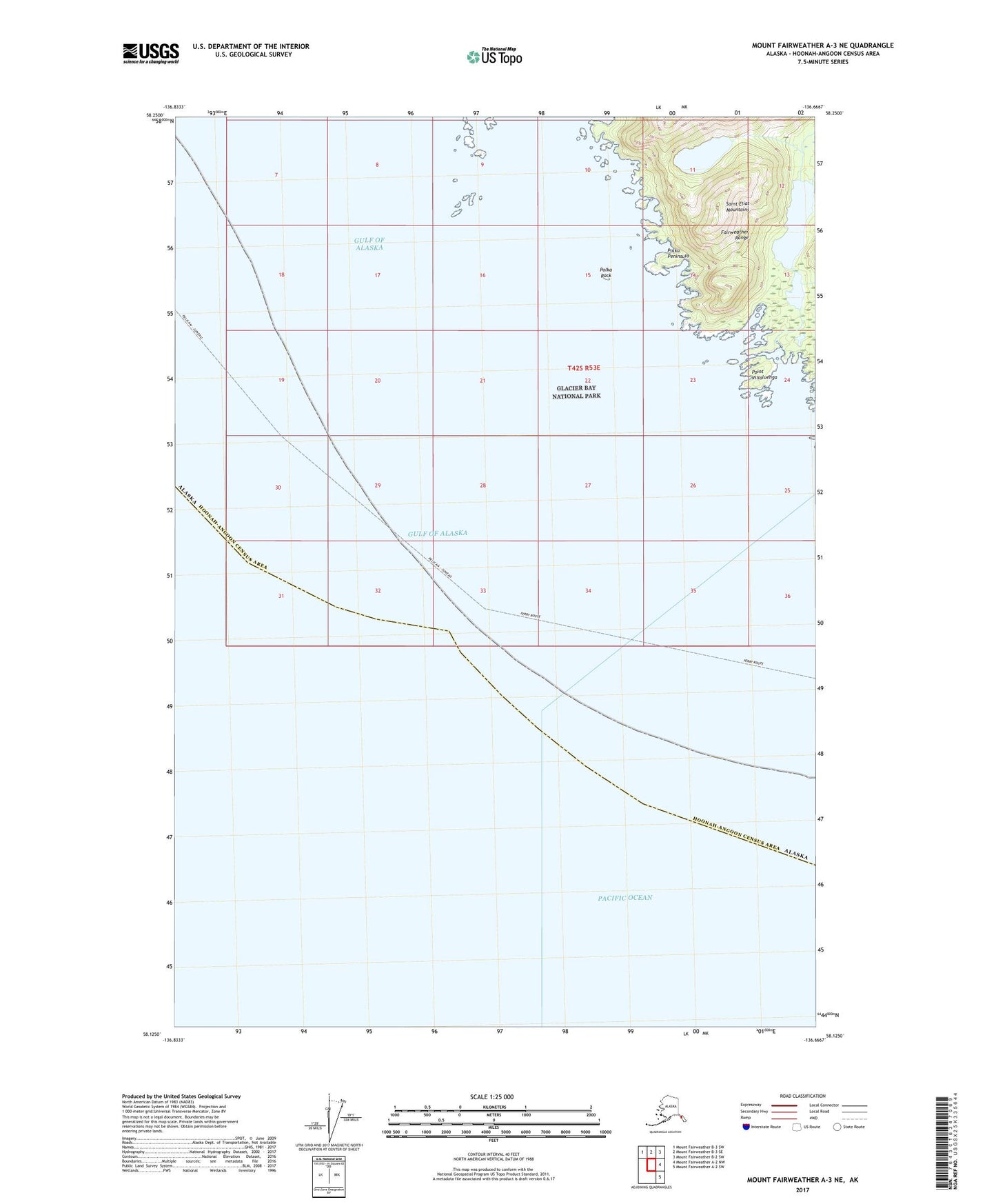 Mount Fairweather A-3 NE Alaska US Topo Map Image