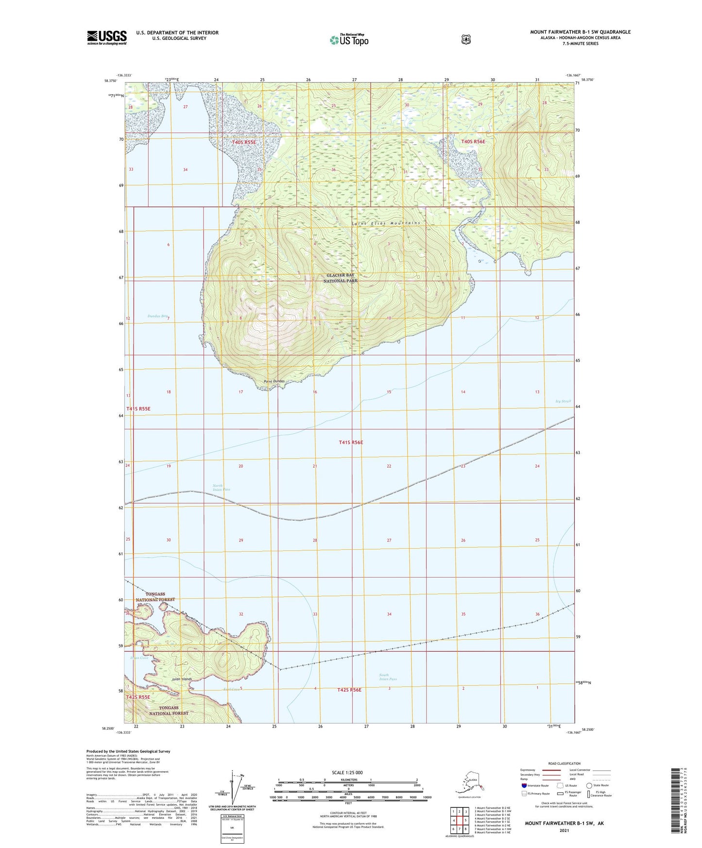 Mount Fairweather B-1 SW Alaska US Topo Map Image