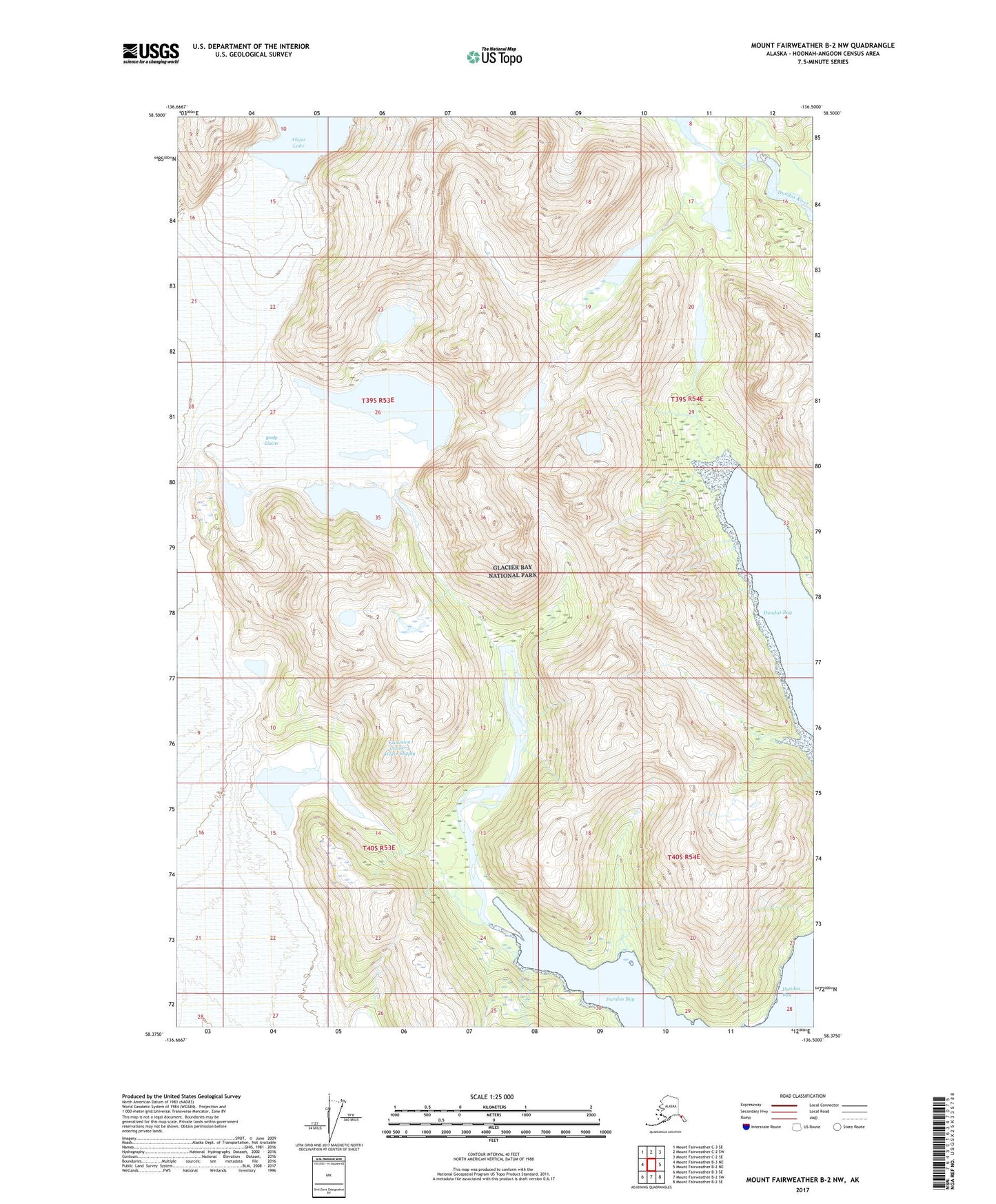 Mount Fairweather B-2 NW Alaska US Topo Map Image