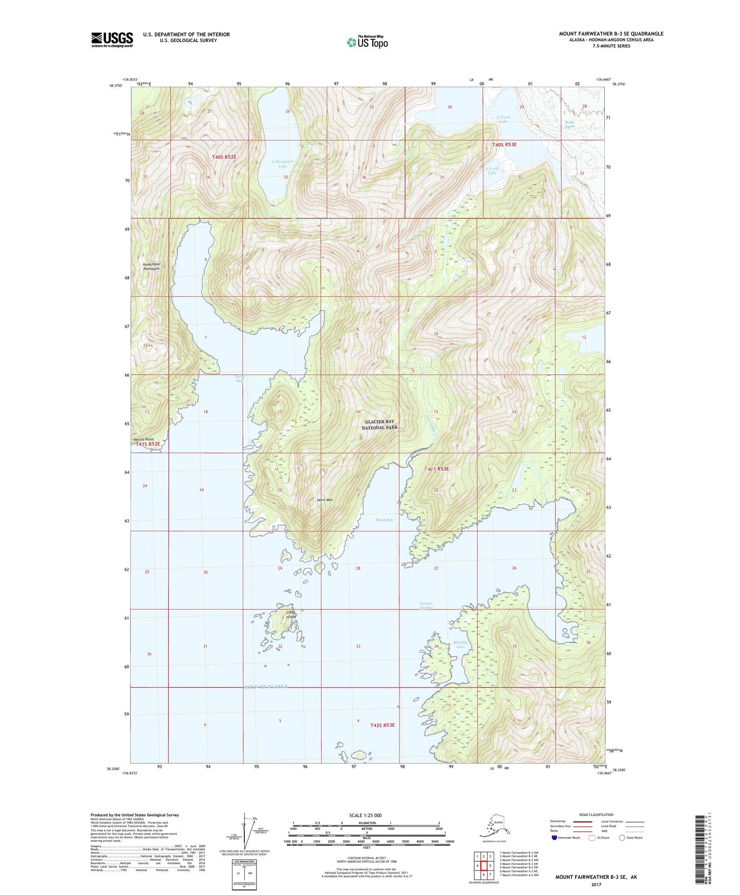 Mount Fairweather B-3 SE Alaska US Topo Map Image