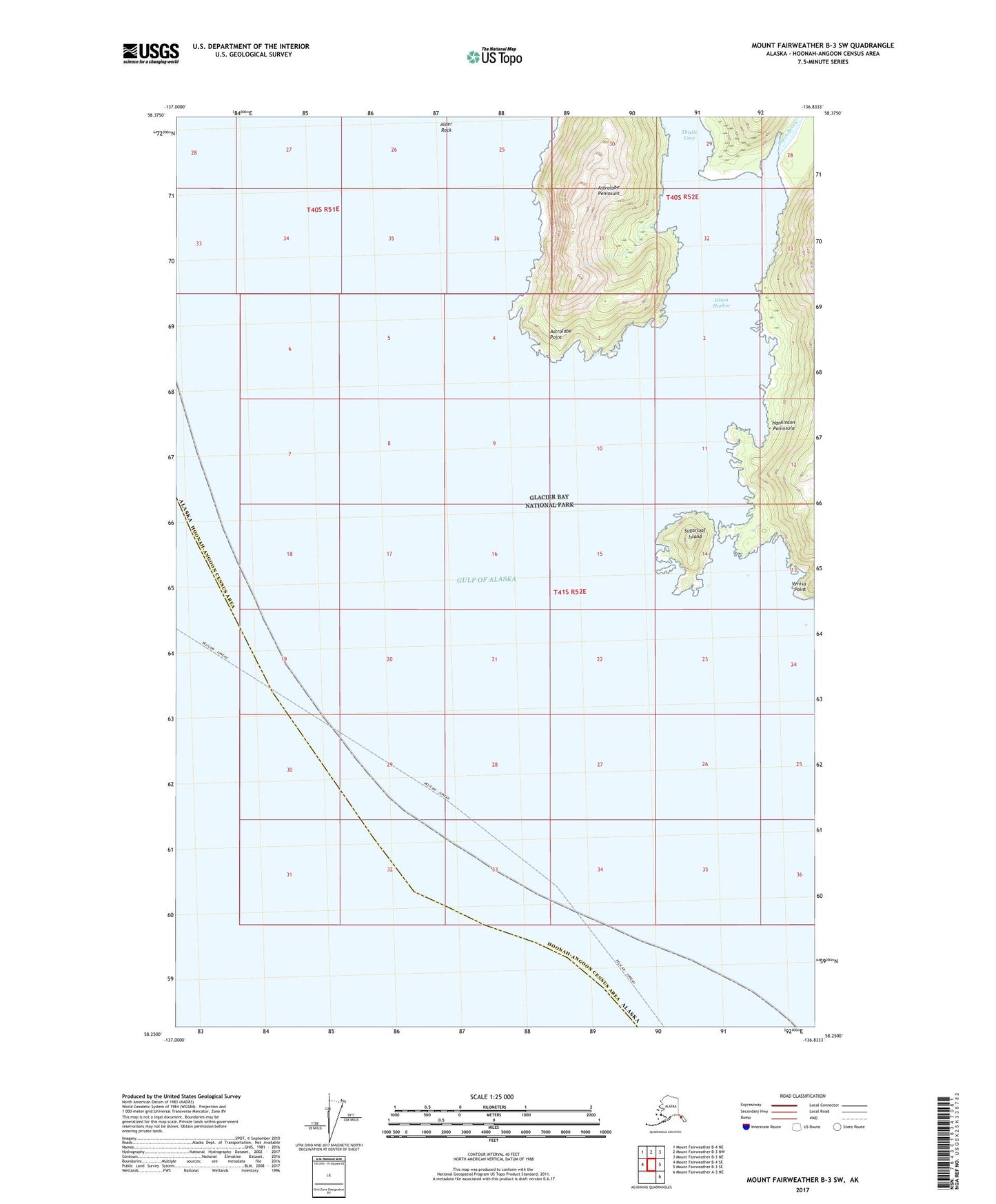 Mount Fairweather B-3 SW Alaska US Topo Map Image