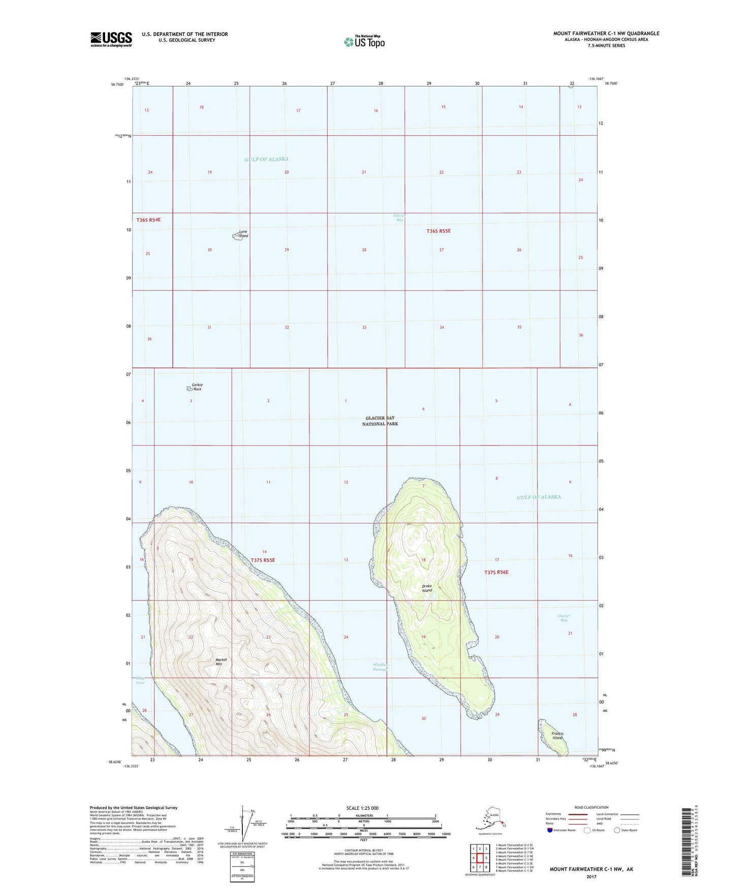 Mount Fairweather C-1 NW Alaska US Topo Map Image