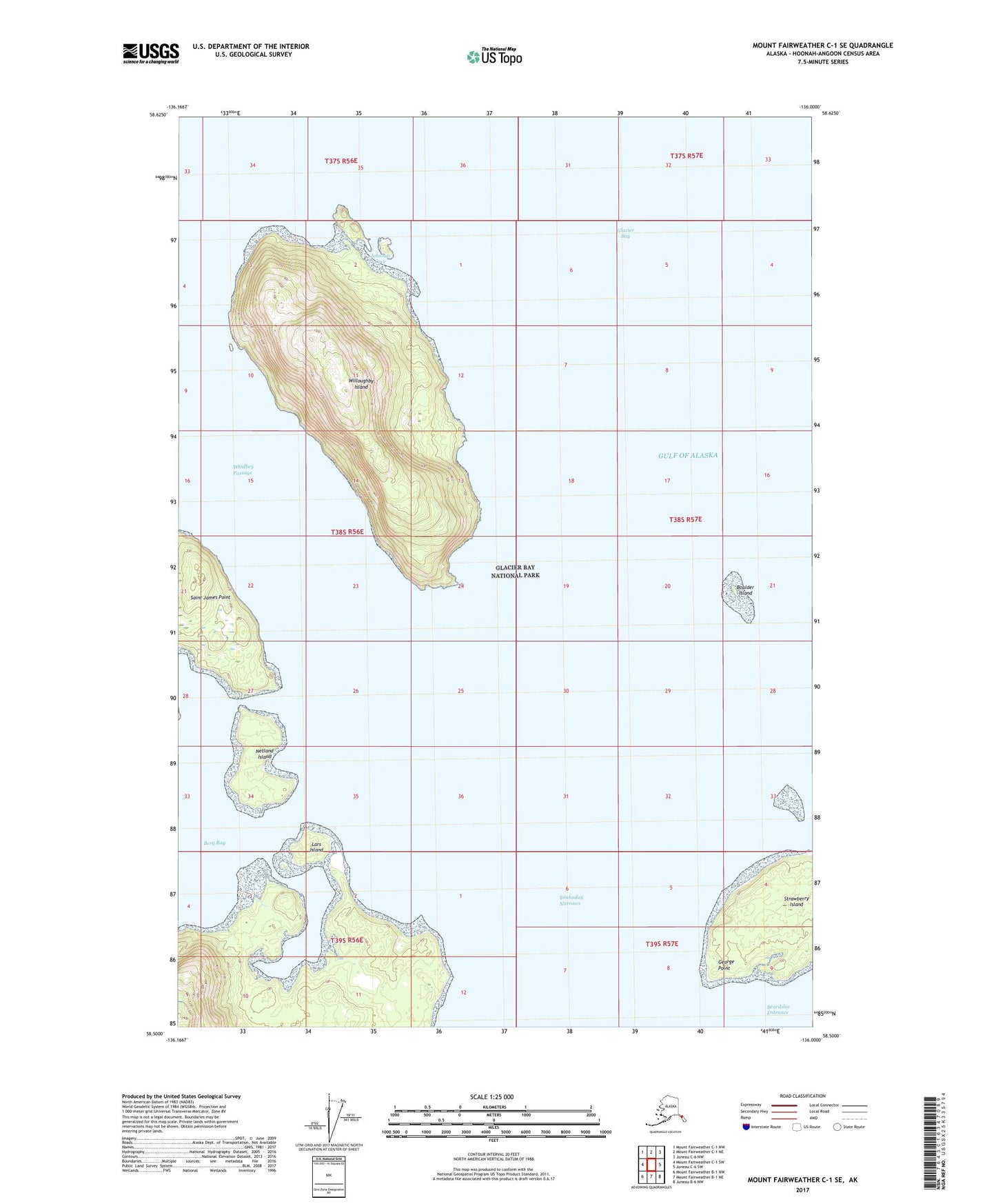 Mount Fairweather C-1 SE Alaska US Topo Map Image