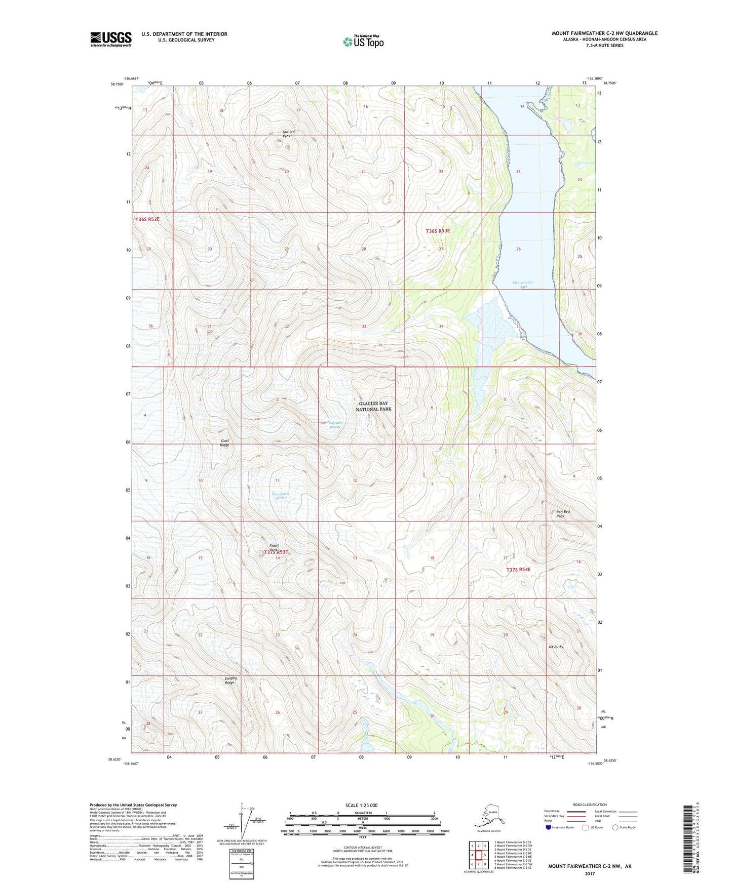 Mount Fairweather C-2 NW Alaska US Topo Map Image