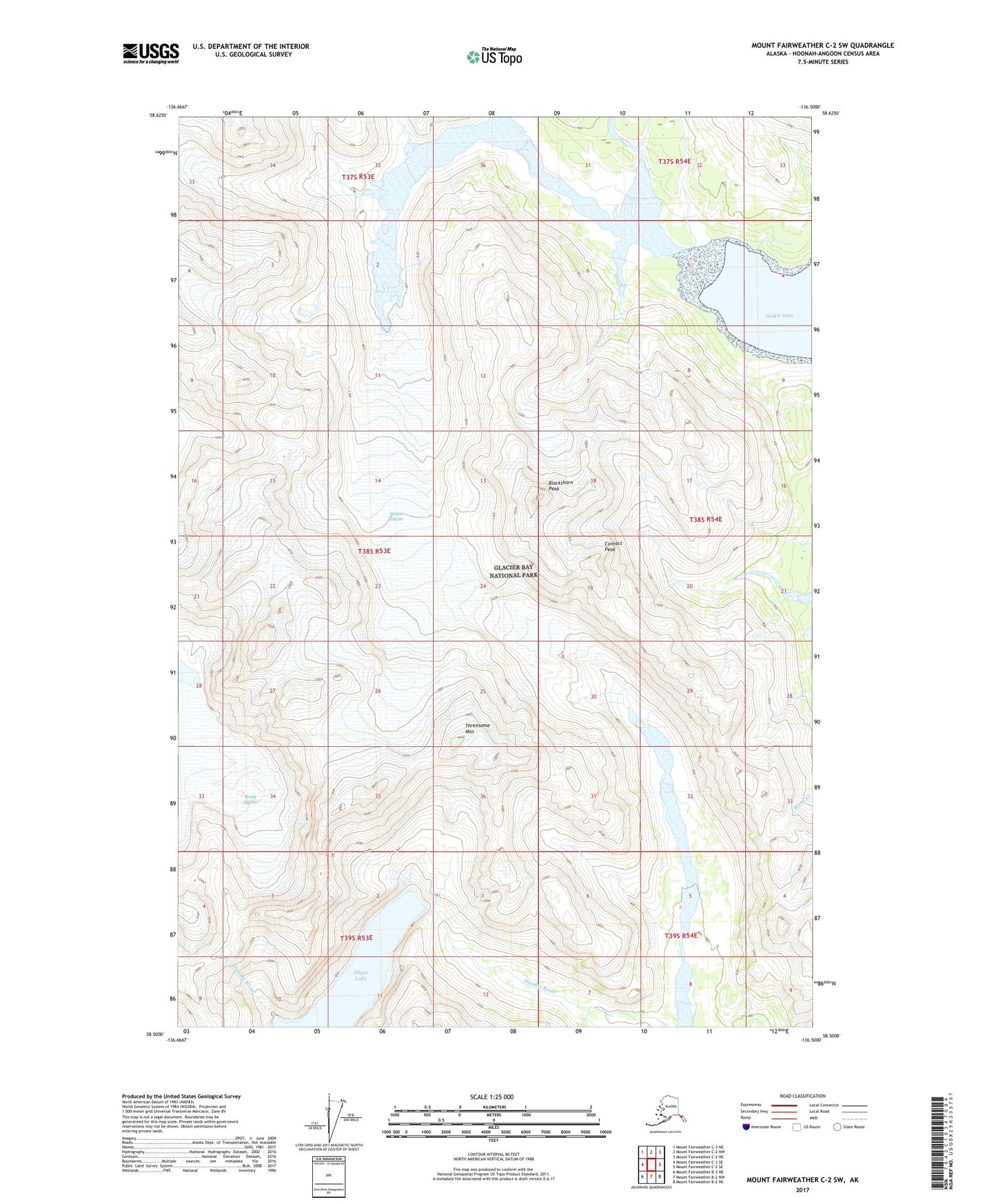 Mount Fairweather C-2 SW Alaska US Topo Map Image