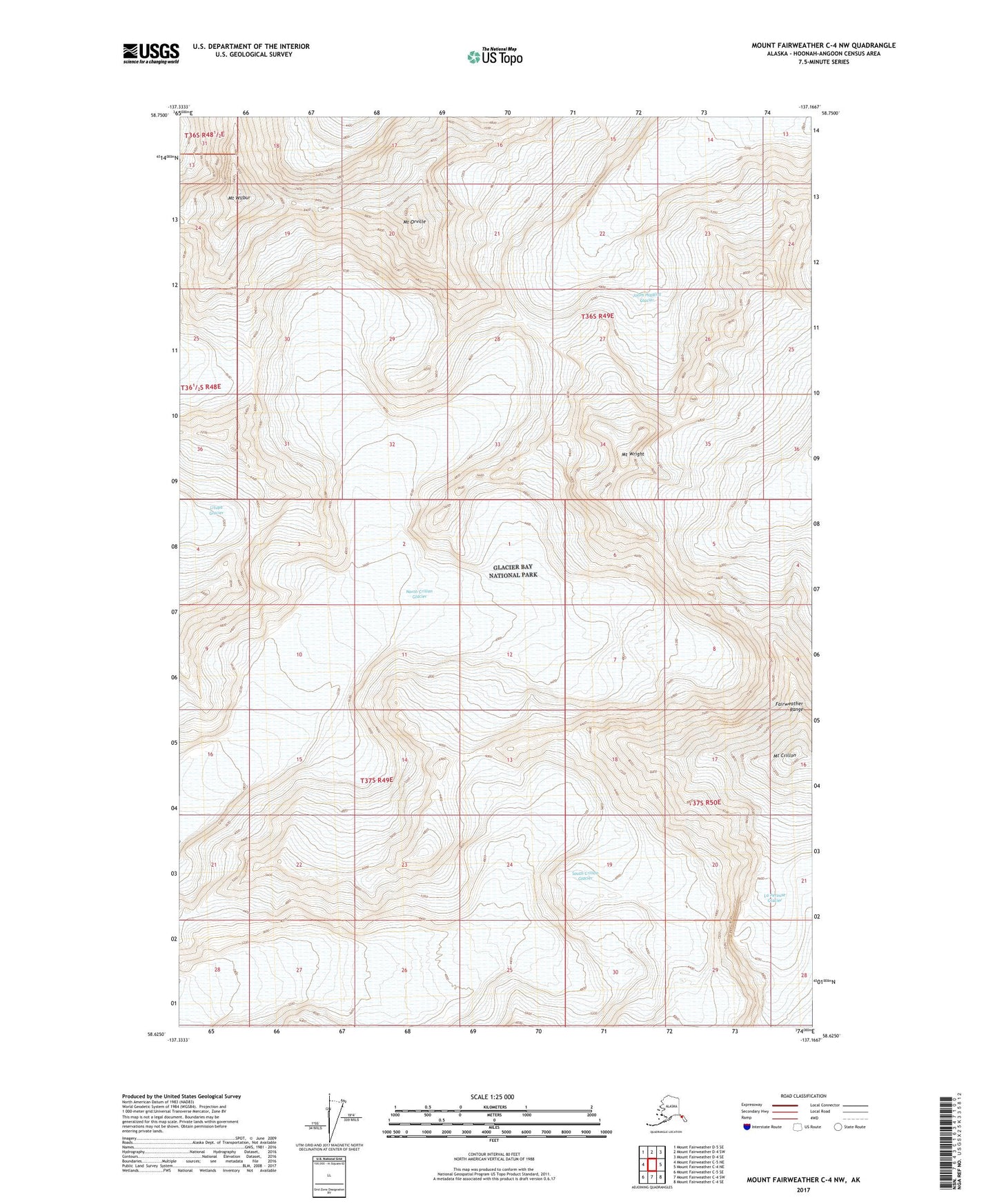 Mount Fairweather C-4 NW Alaska US Topo Map Image