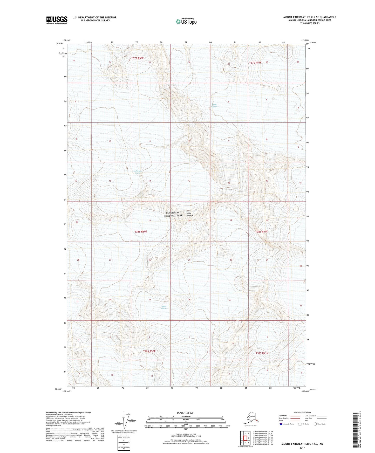 Mount Fairweather C-4 SE Alaska US Topo Map Image