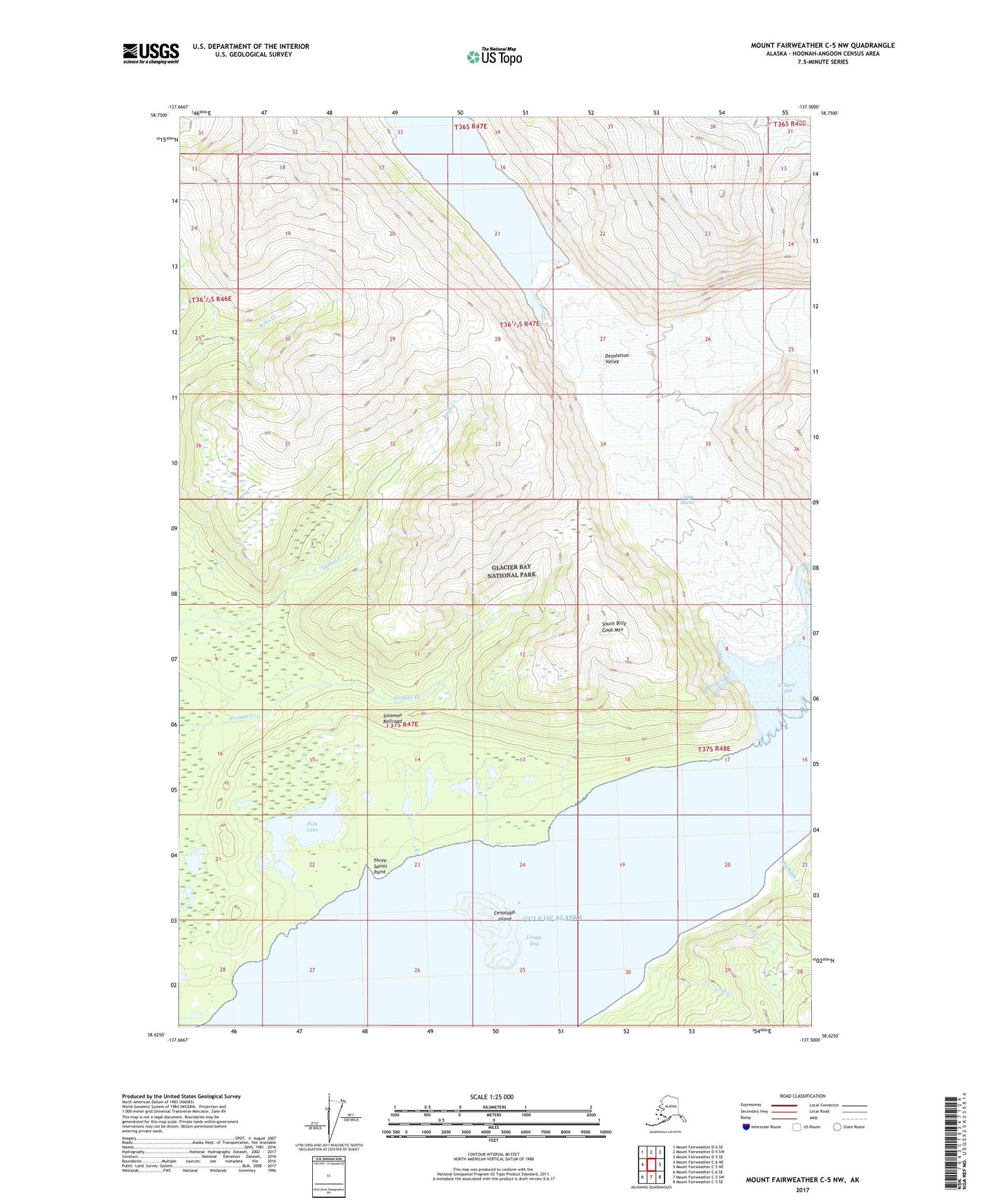 Mount Fairweather C-5 NW Alaska US Topo Map Image