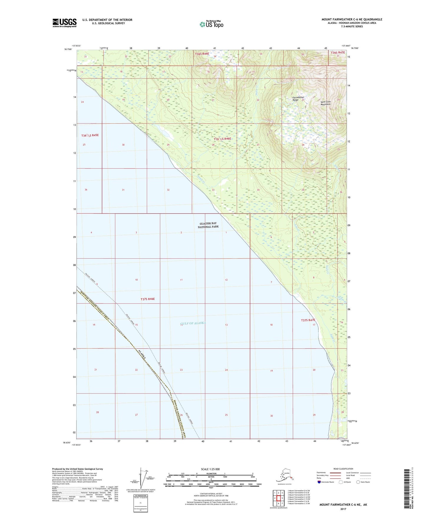 Mount Fairweather C-6 NE Alaska US Topo Map Image