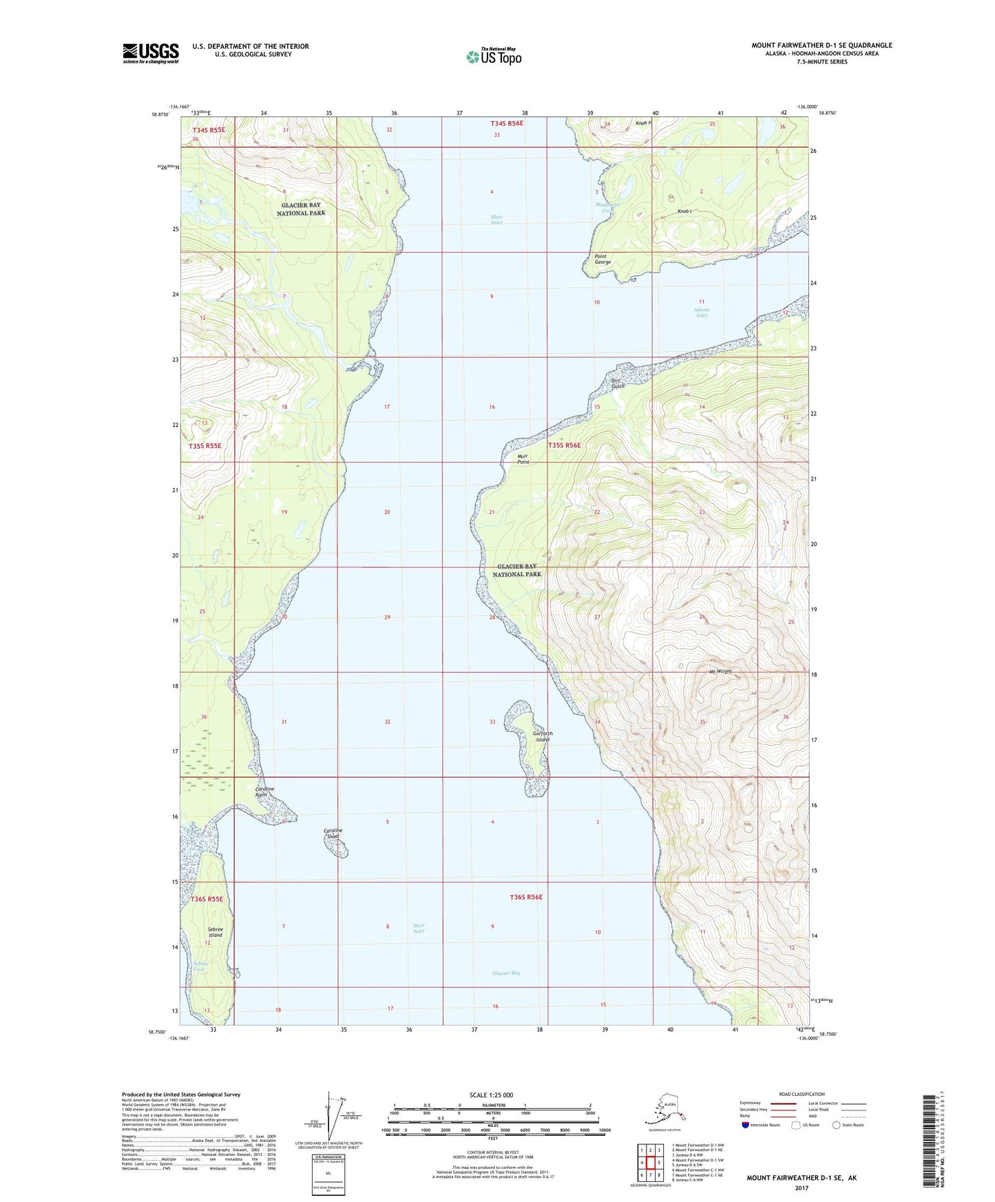 Mount Fairweather D-1 SE Alaska US Topo Map Image