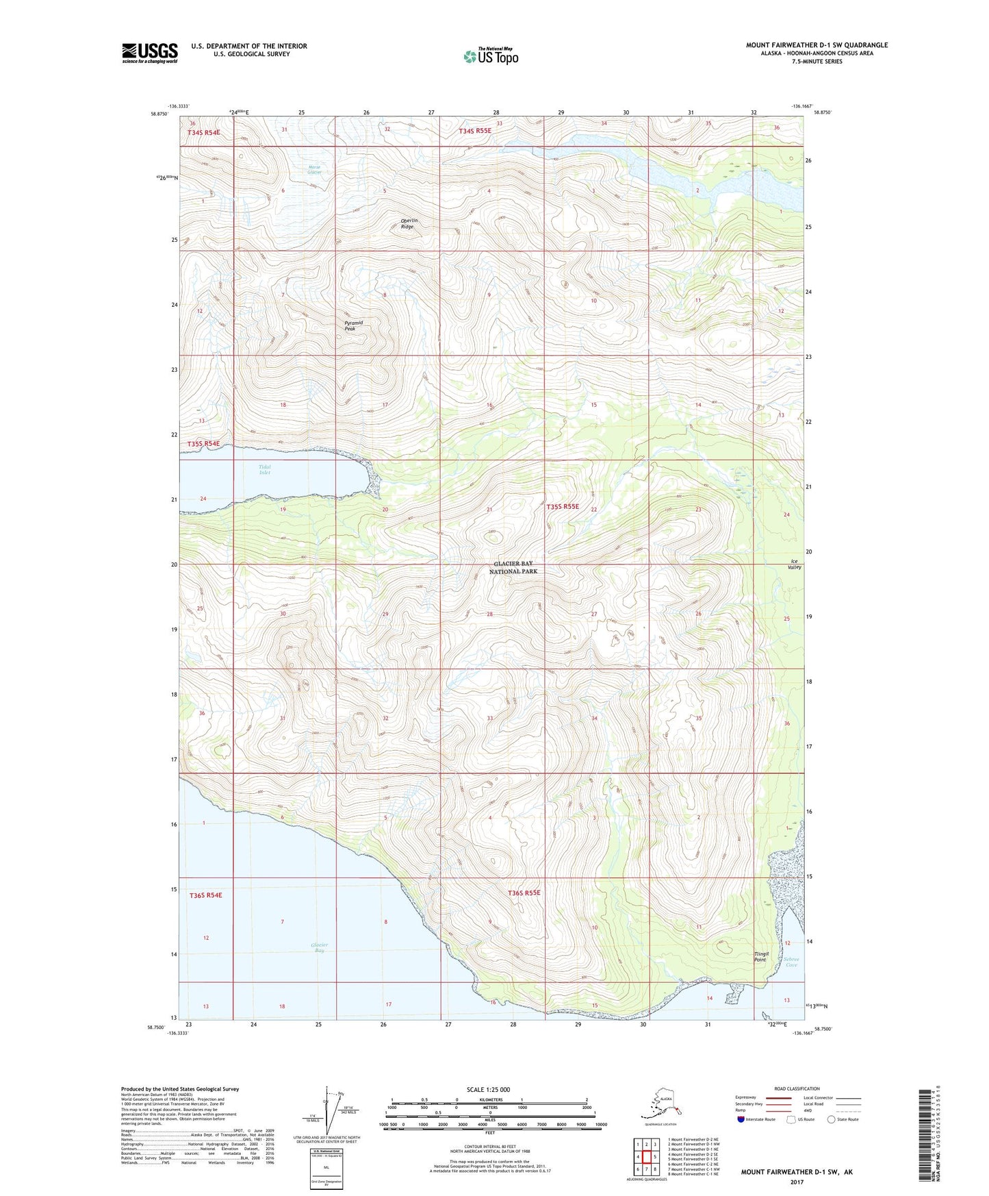 Mount Fairweather D-1 SW Alaska US Topo Map Image