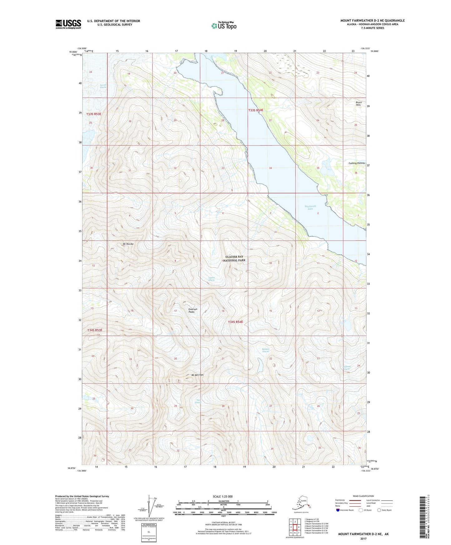 Mount Fairweather D-2 NE Alaska US Topo Map Image