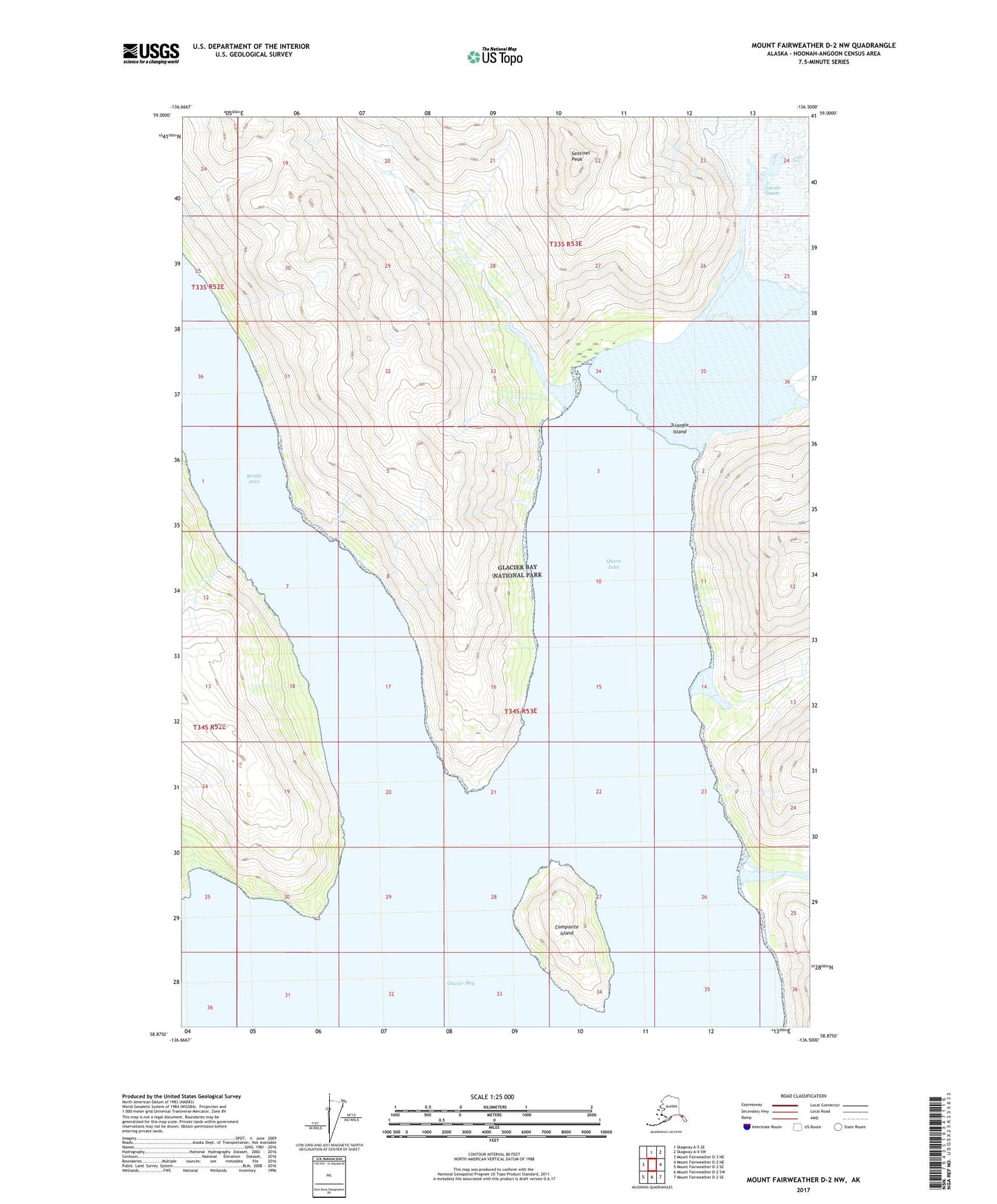 Mount Fairweather D-2 NW Alaska US Topo Map Image