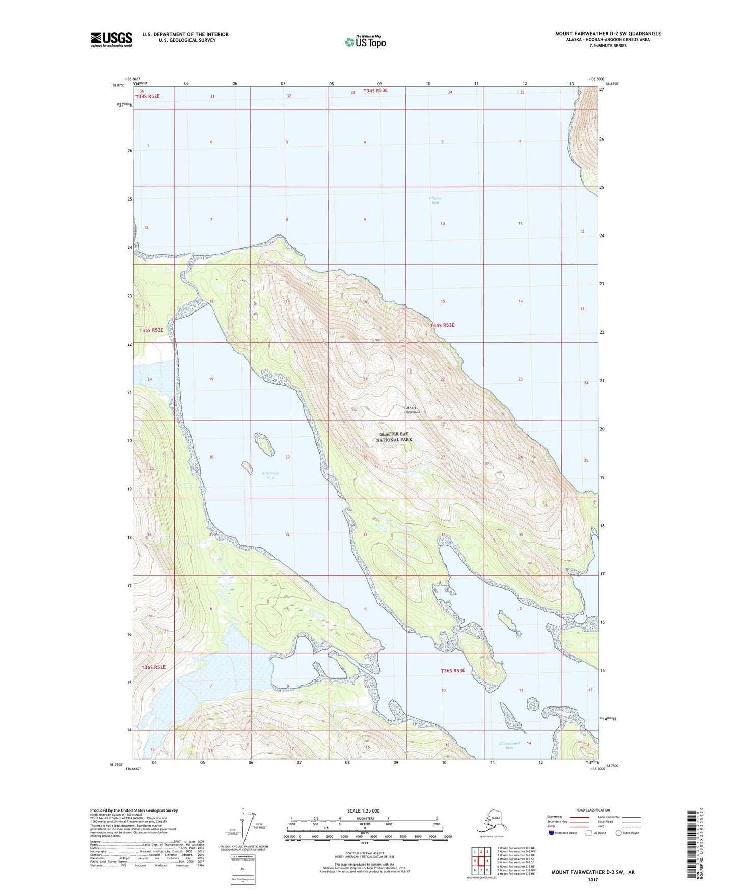 Mount Fairweather D-2 SW Alaska US Topo Map Image