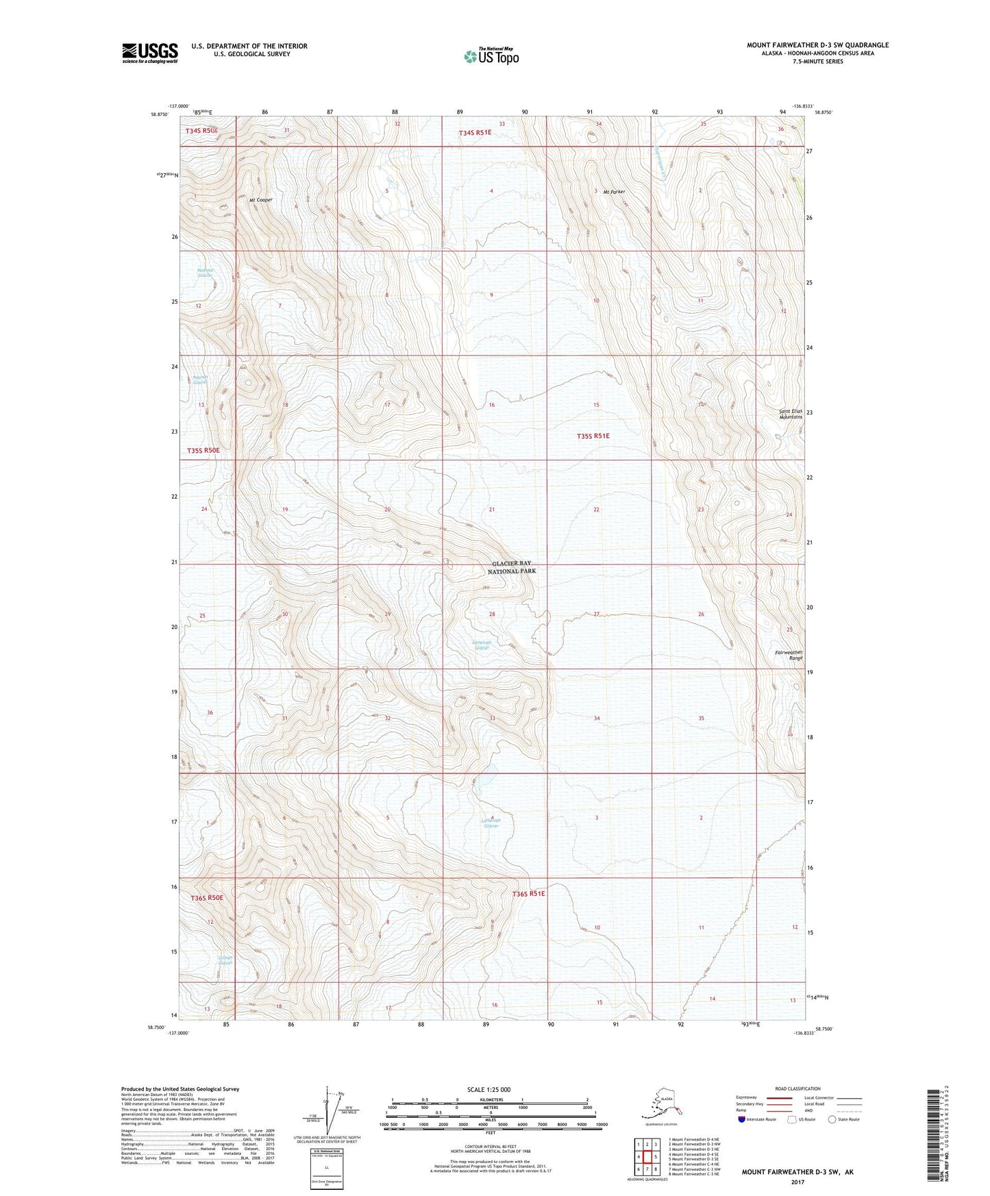 Mount Fairweather D-3 SW Alaska US Topo Map Image
