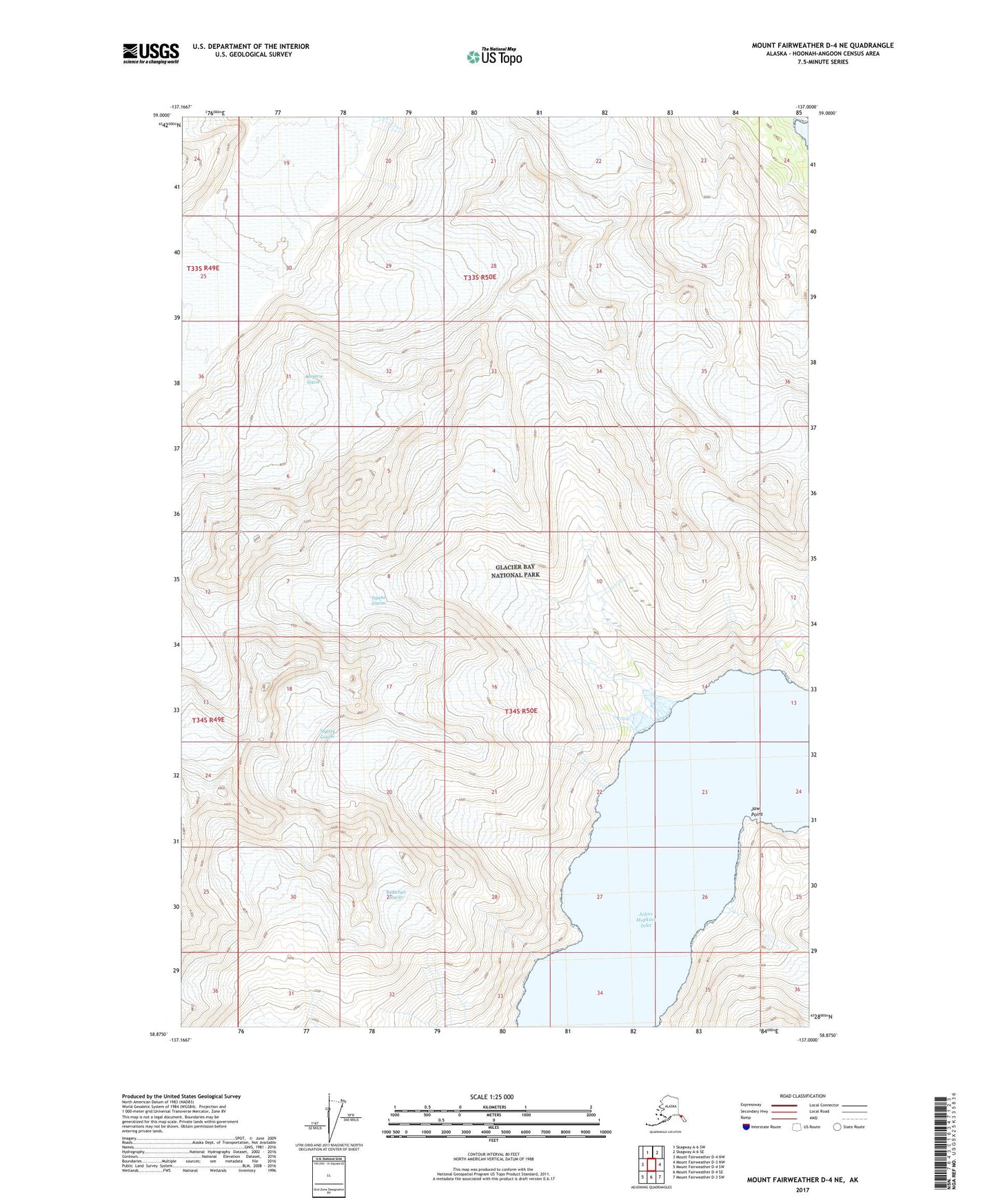 Mount Fairweather D-4 NE Alaska US Topo Map Image
