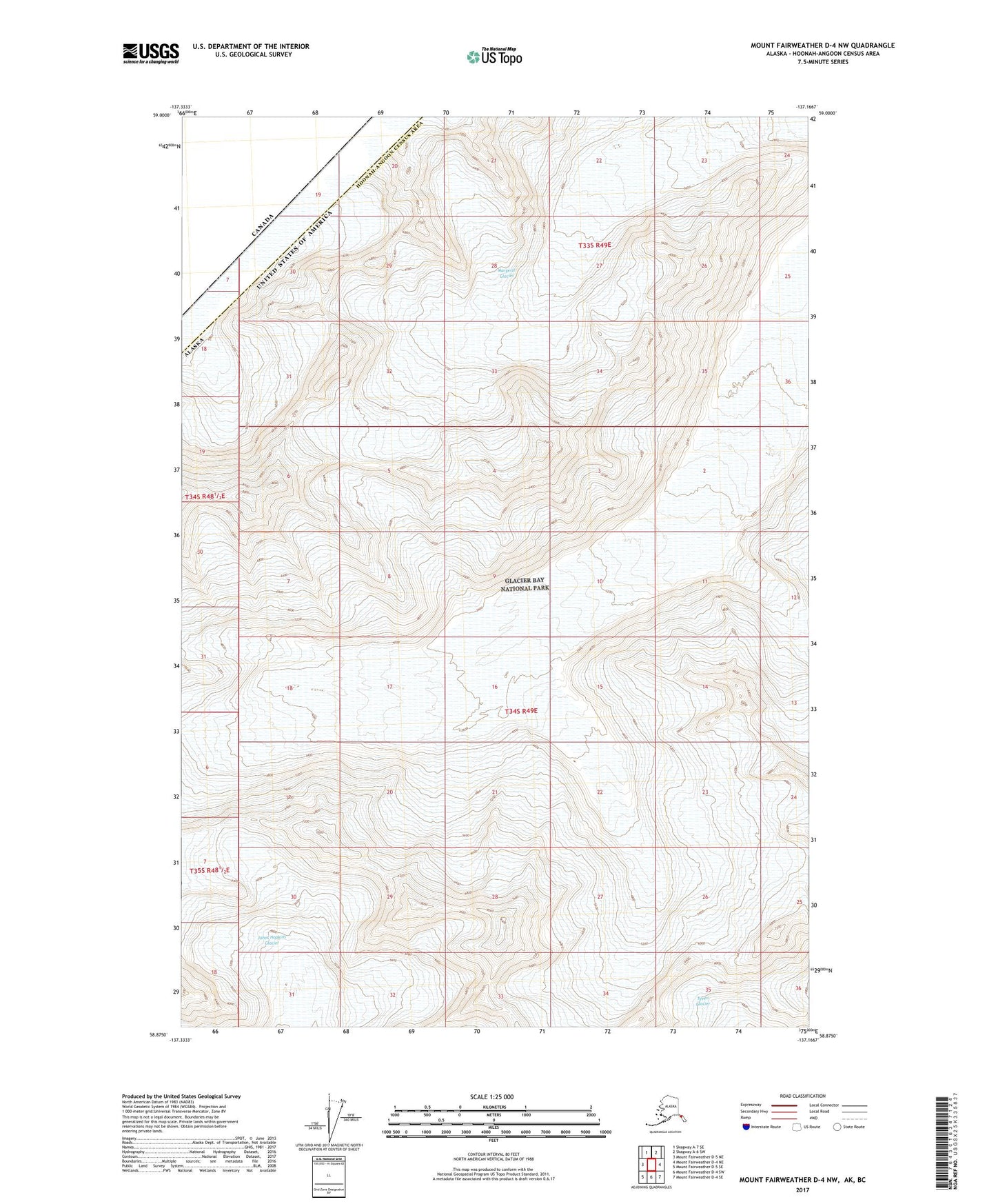 Mount Fairweather D-4 NW Alaska US Topo Map Image