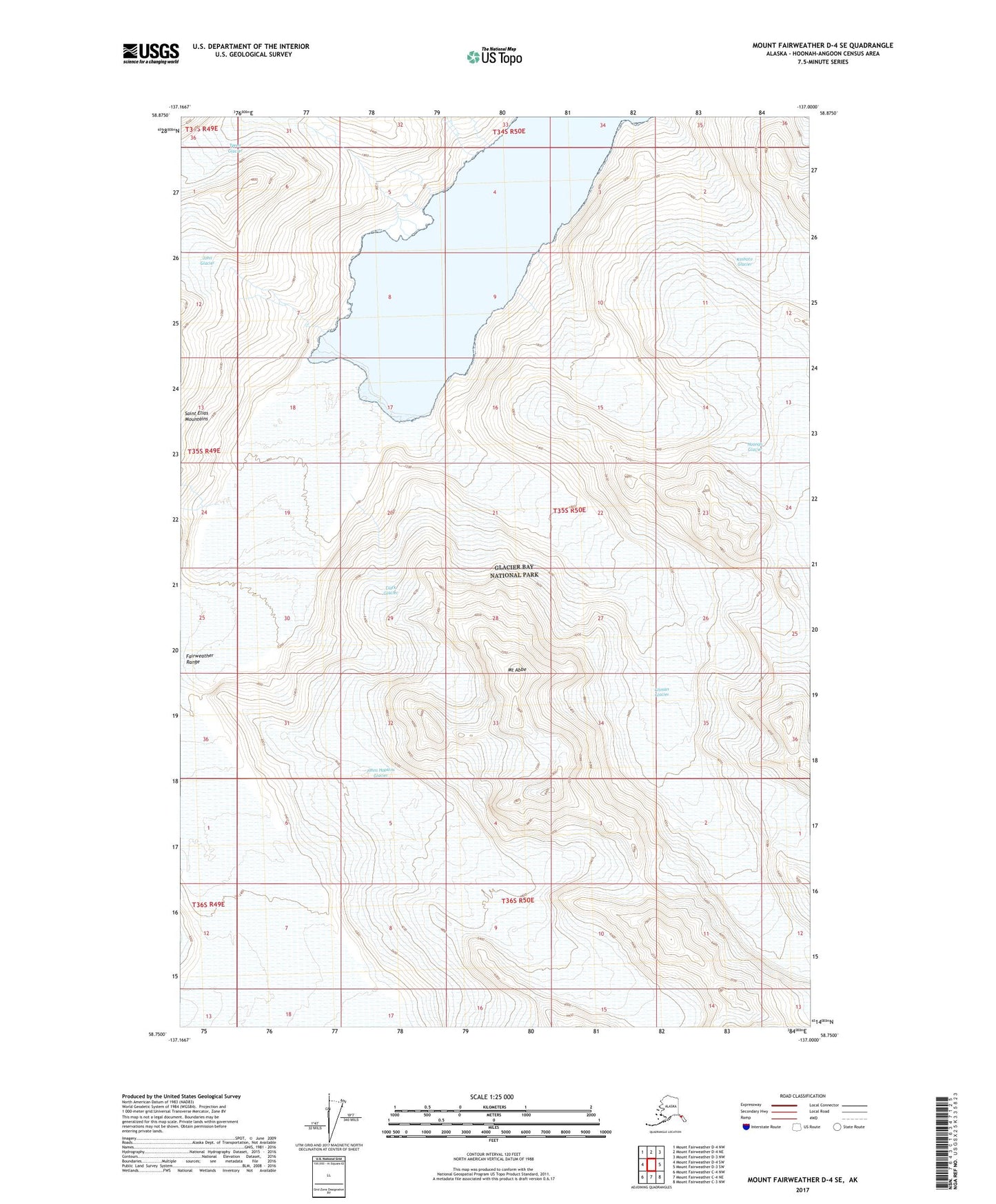 Mount Fairweather D-4 SE Alaska US Topo Map Image