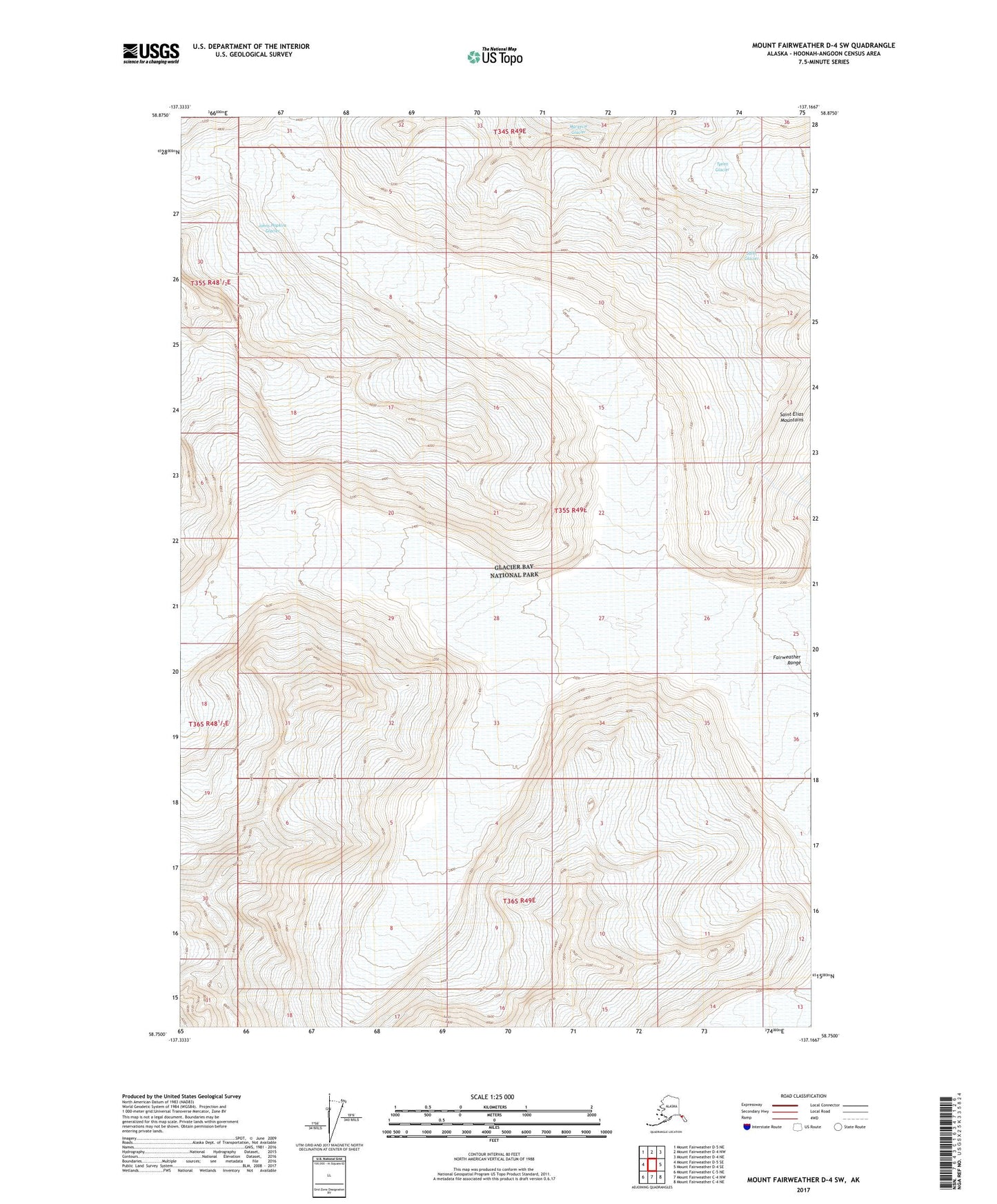 Mount Fairweather D-4 SW Alaska US Topo Map Image