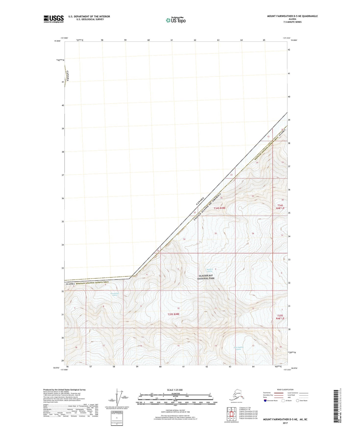Mount Fairweather D-5 NE Alaska US Topo Map Image