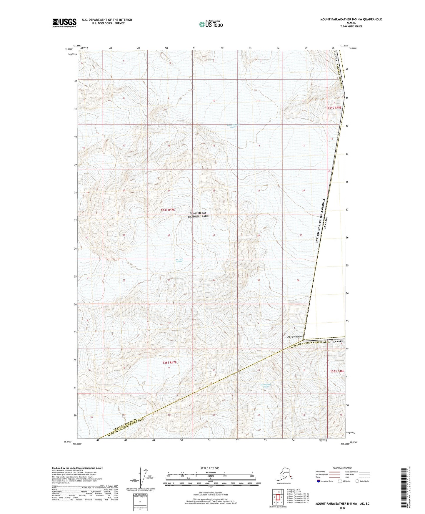 Mount Fairweather D-5 NW Alaska US Topo Map Image