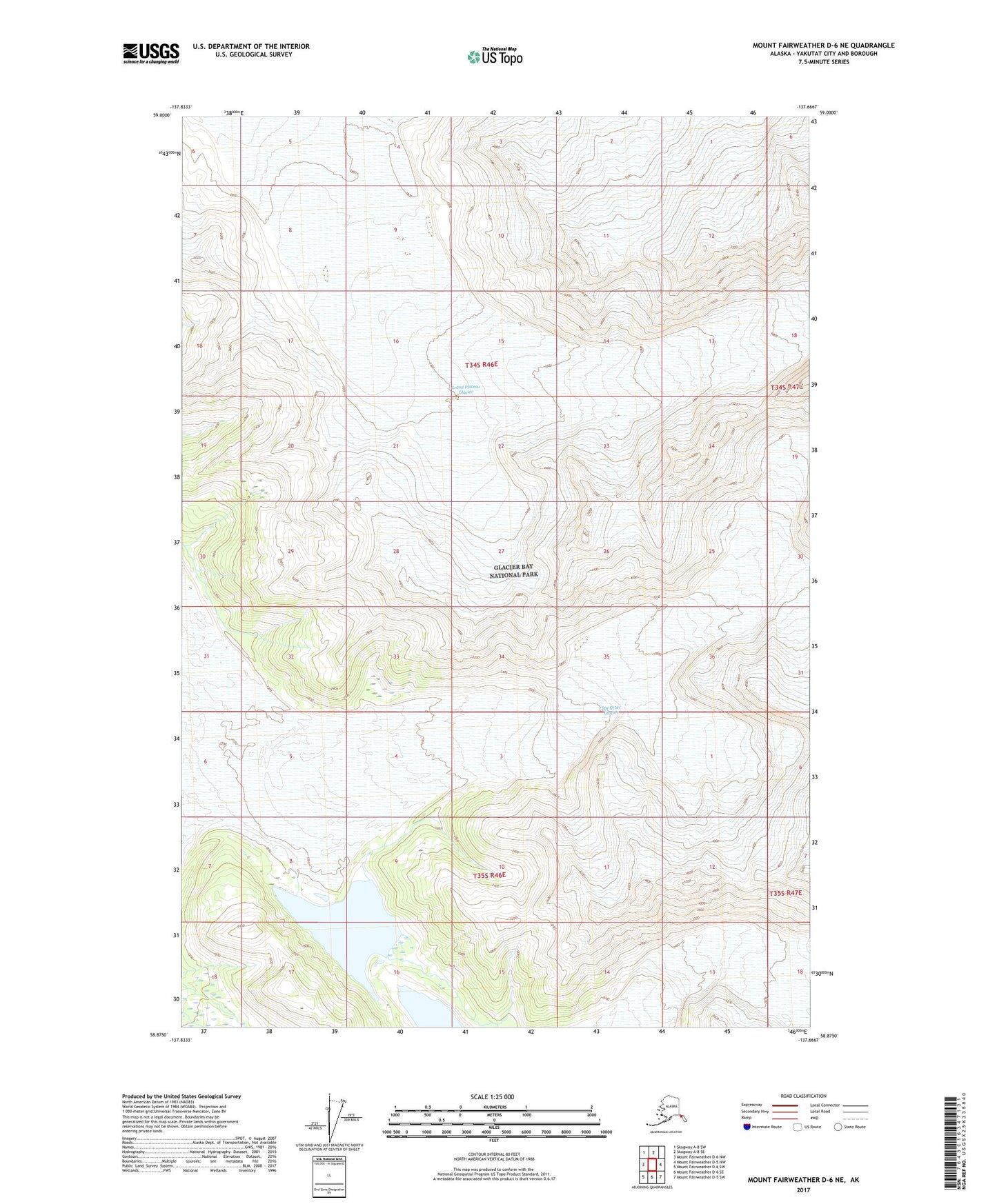 Mount Fairweather D-6 NE Alaska US Topo Map Image