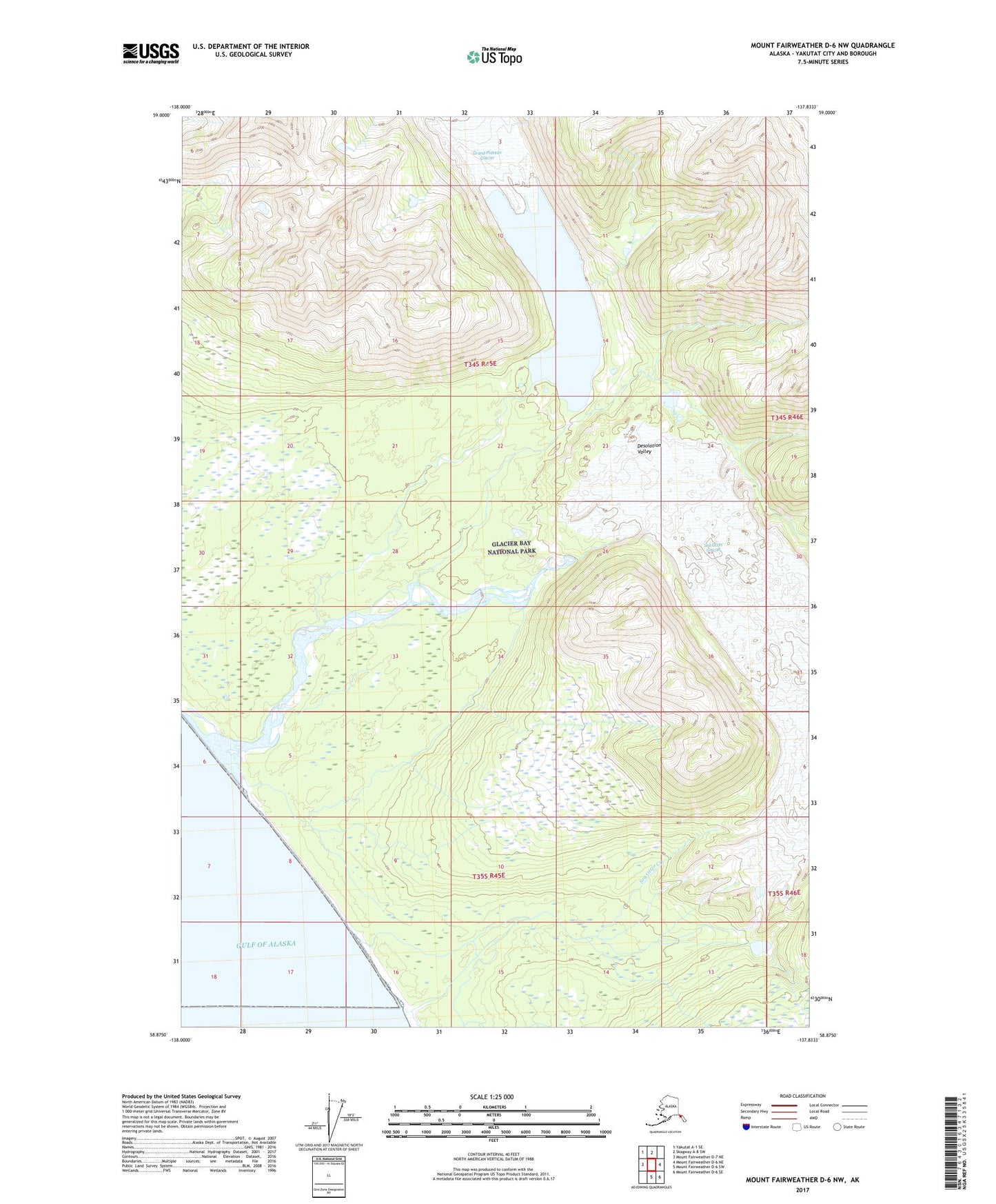 Mount Fairweather D-6 NW Alaska US Topo Map Image